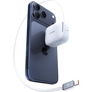 TORRAS FlexLine 67W USB C Charger, Dual-Port GaN Retractable Charger | iPhone/iPad/MacBook/Galaxy Compatible, GaN III, Dual-Port Fast Charging, 1m Retractable Cable, Travel and Desk Use(White)
