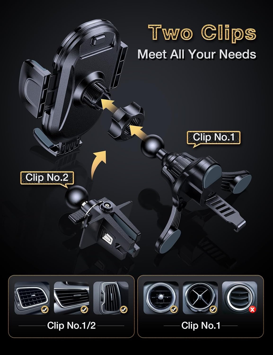 image:imageTORRAS 2024 Car Cell Phone Holder Mount Real Thick Case Friendly Universal Sturdy Steel Hook Car Vent Phone Mount Never Fall Off Fit for iPhone15 14 13Pro Max Samsung Ultra23