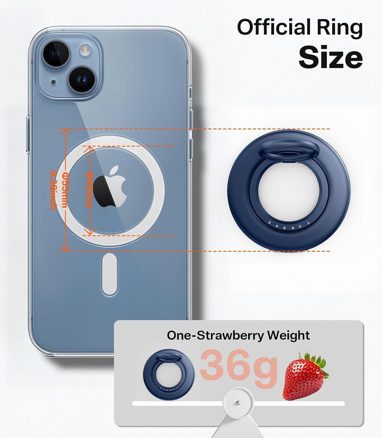 image:imageTORRAS 2025 Flagship Magnetic Phone Grip Ring Holder Kickstand 2Sided Magnetic 360 Rotation Fit for MagSafe Accessories for iPhone 17 16 15 14 13 12 11 Samsung Google BlackBlue