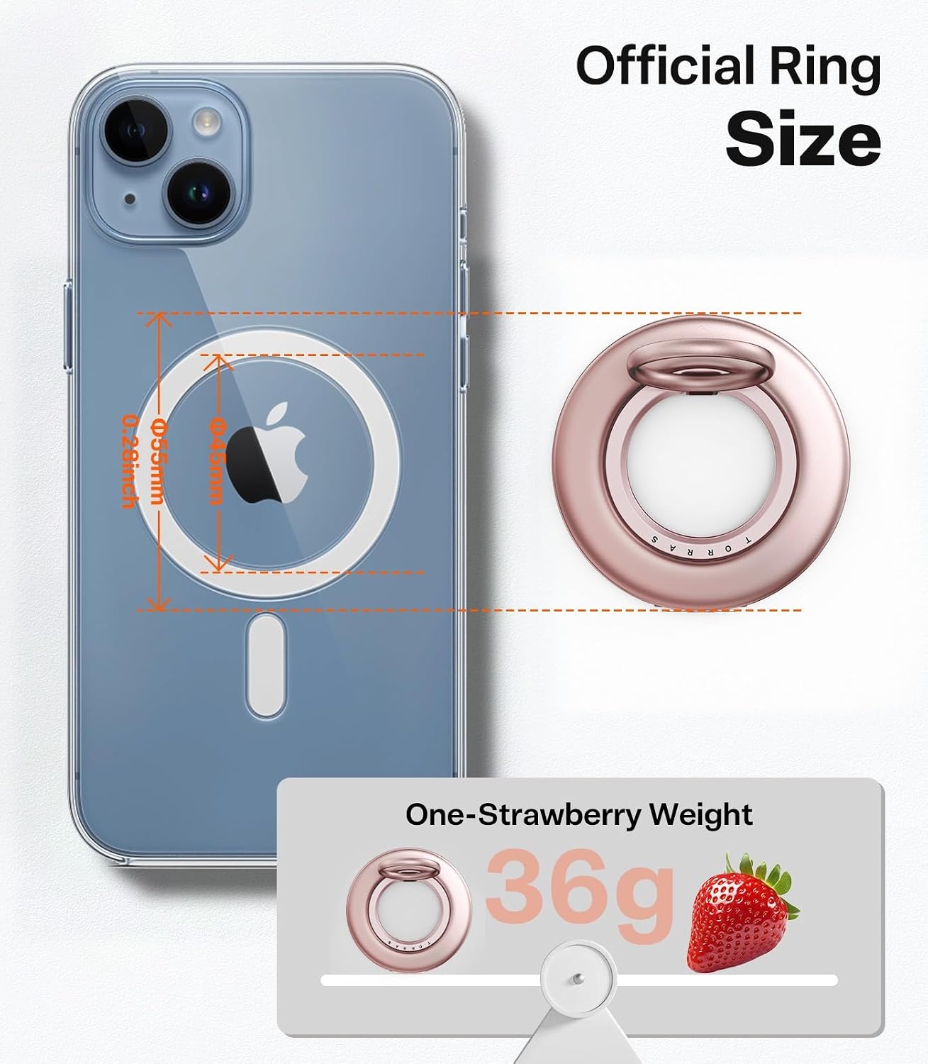 image:imageTORRAS 2025 Flagship Magnetic Phone Grip Ring Holder Kickstand 2Sided Magnetic 360 Rotation Fit for MagSafe Accessories for iPhone 17 16 15 14 13 12 11 Samsung Google BlackDusty Rose Gold