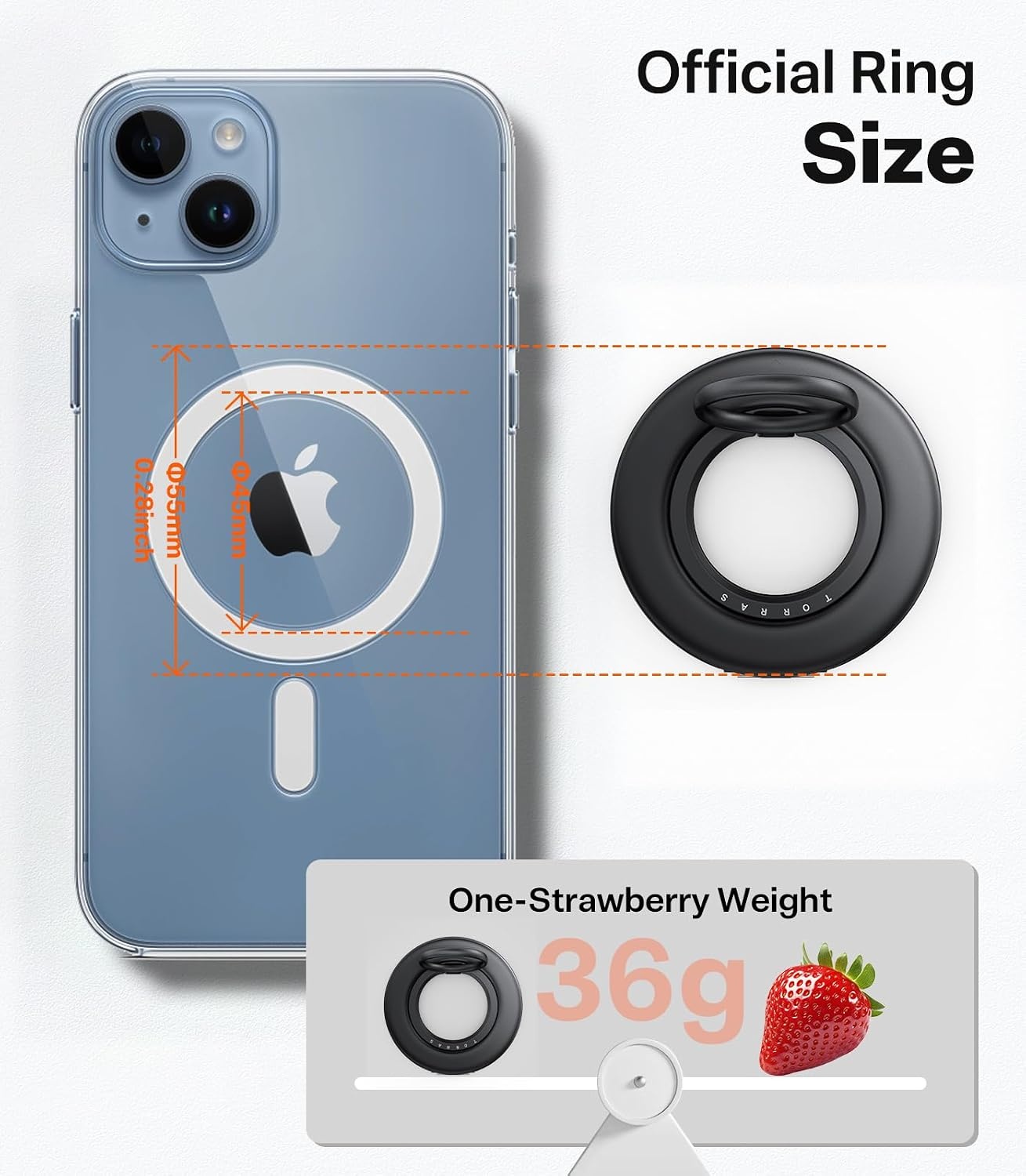 image:imageTORRAS 2025 Flagship Magnetic Phone Grip Ring Holder Kickstand 2Sided Magnetic 360 Rotation Fit for MagSafe Accessories for iPhone 17 16 15 14 13 12 11 Samsung Google BlackBlack
