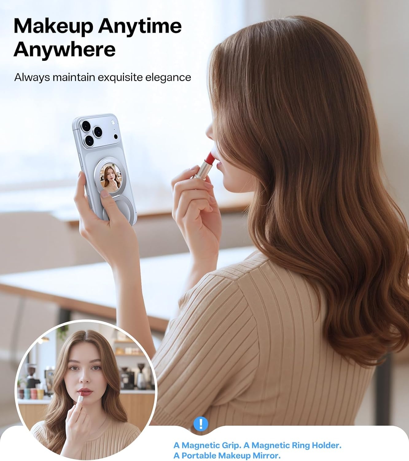 image:imageTORRAS 2026 Upgraded Gen 70 Magnetic Phone Grip Ring Stand Holder Comfortable Silicone Ring Compatible with MagSafe Accessories 4in1 Kickstand for iPhone 17 Pro Max 16 15 14 13 AndroidRosegoldSilver