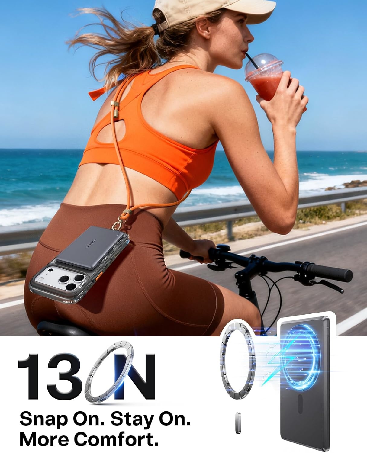 image:imageTORRAS 2in1 iPhone 16 Portable Charger 5000mAh 225W Mini Power Bank with Builtin USBC Cable Fast Charge Battery Pack Travel Essential for iPhone 171615 Galaxy S25 Google Desert TitaniumMeteor Grey