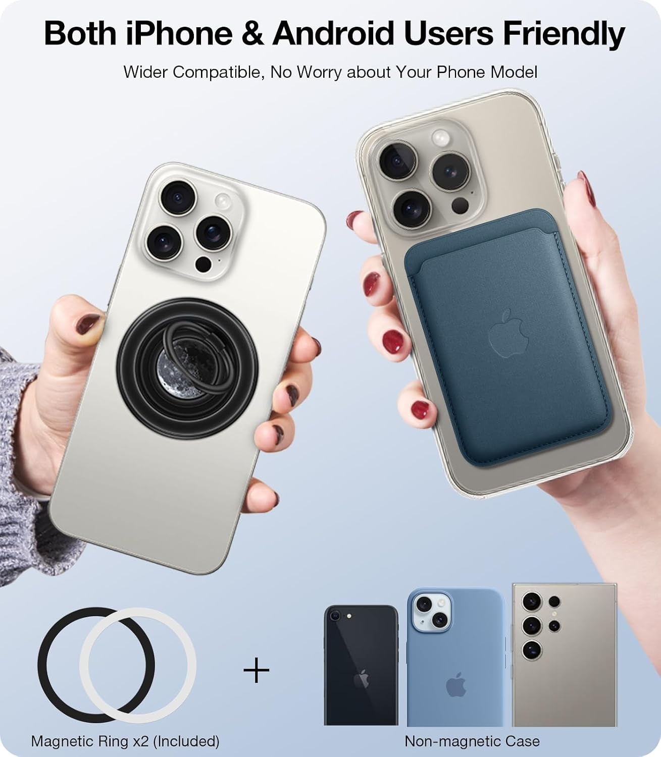 image:imageTORRAS 360 Fidget Spinner Magnetic Phone Grip Ring Holder Kickstand Fit for PopSocket MagSafe Accessories Removable for iPhone 161514 13 12 ProMaxSamsung Galaxy Google Ostand SpinRing Black