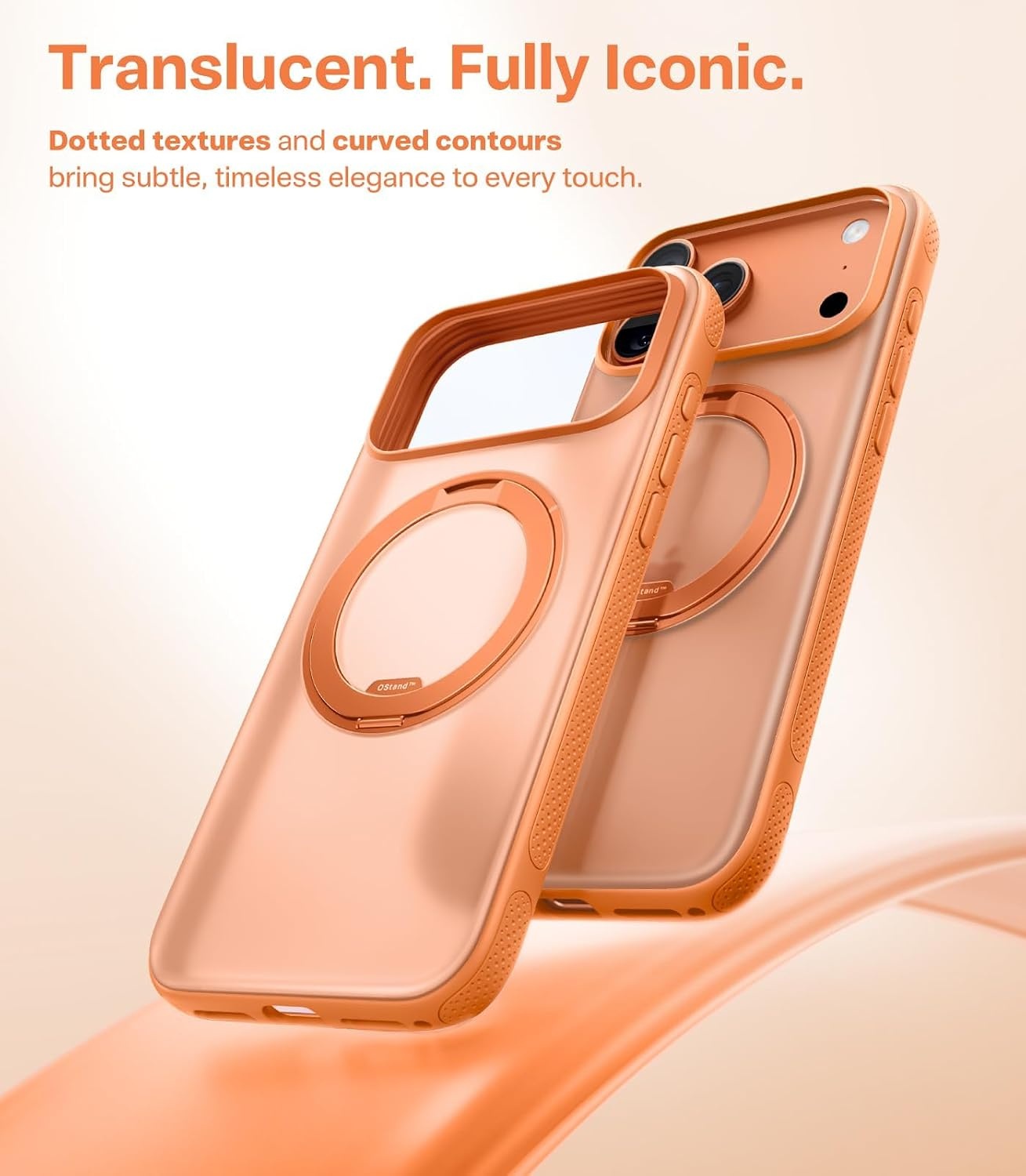 image:imageTORRAS 360 Magnetic Stand for iPhone 17 Pro Max Case Fit for MagSafe 4X MilitaryGrade Protection Slim Case for iPhone 17 Pro Max 69 Translucent Cosmic Orange Ostand O3 Fitness Series
