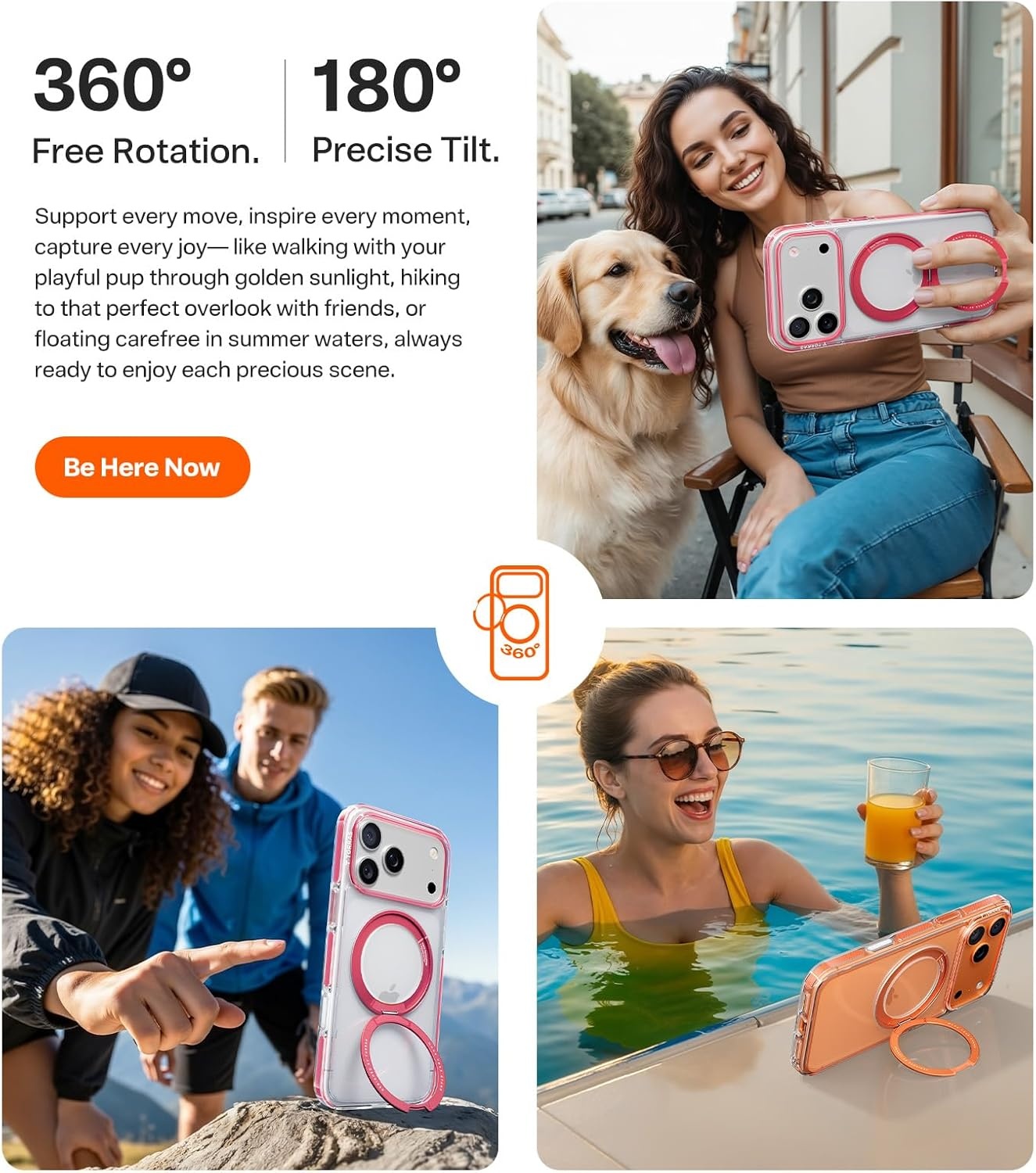 image:imageTORRAS 360 Magnetic Stand for iPhone 17 Pro Max Case Fit for MagSafe MilitaryGrade Protection Slim Case for iPhone 17 Pro Max 69 2025 ClearPink Ostand O3 Fitness Series