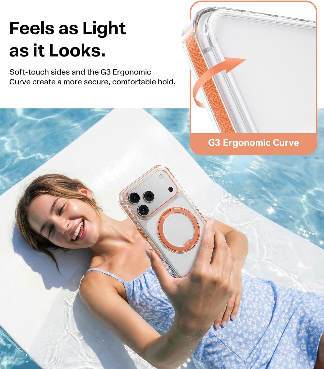 image:imageTORRAS 360 Magnetic Stand for iPhone 17 Pro Max Case Ultra Clear Orange Fit for MagSafe 4X MilGrade Protection Slim NonSlip Case with Camera Control Button Cosmic Orange 69 O3 Light SeriesCosmic Orange