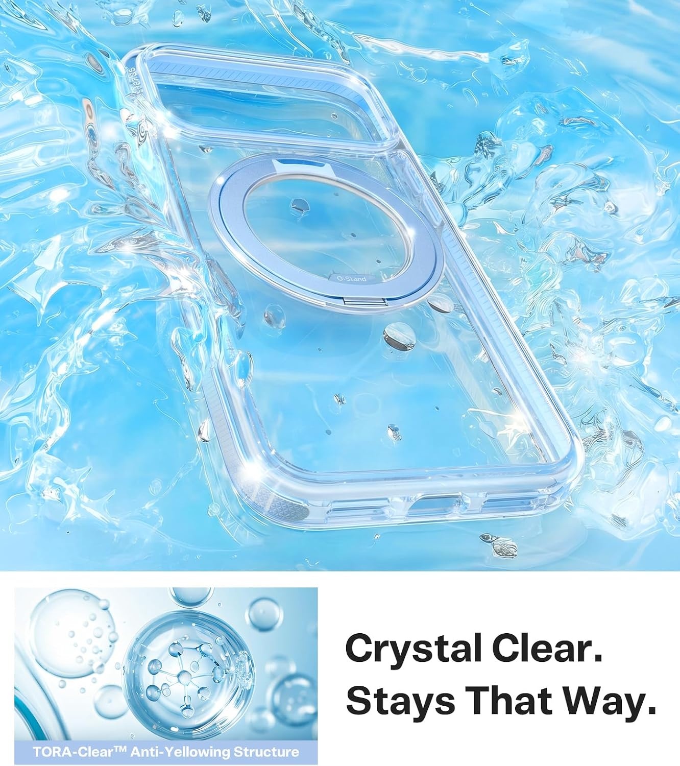 image:imageTORRAS 360 Magnetic Stand for iPhone 17 Pro Max Case Ultra Clear Orange Fit for MagSafe 4X MilGrade Protection Slim NonSlip Case with Camera Control Button Cosmic Orange 69 O3 Light SeriesHaze Blue