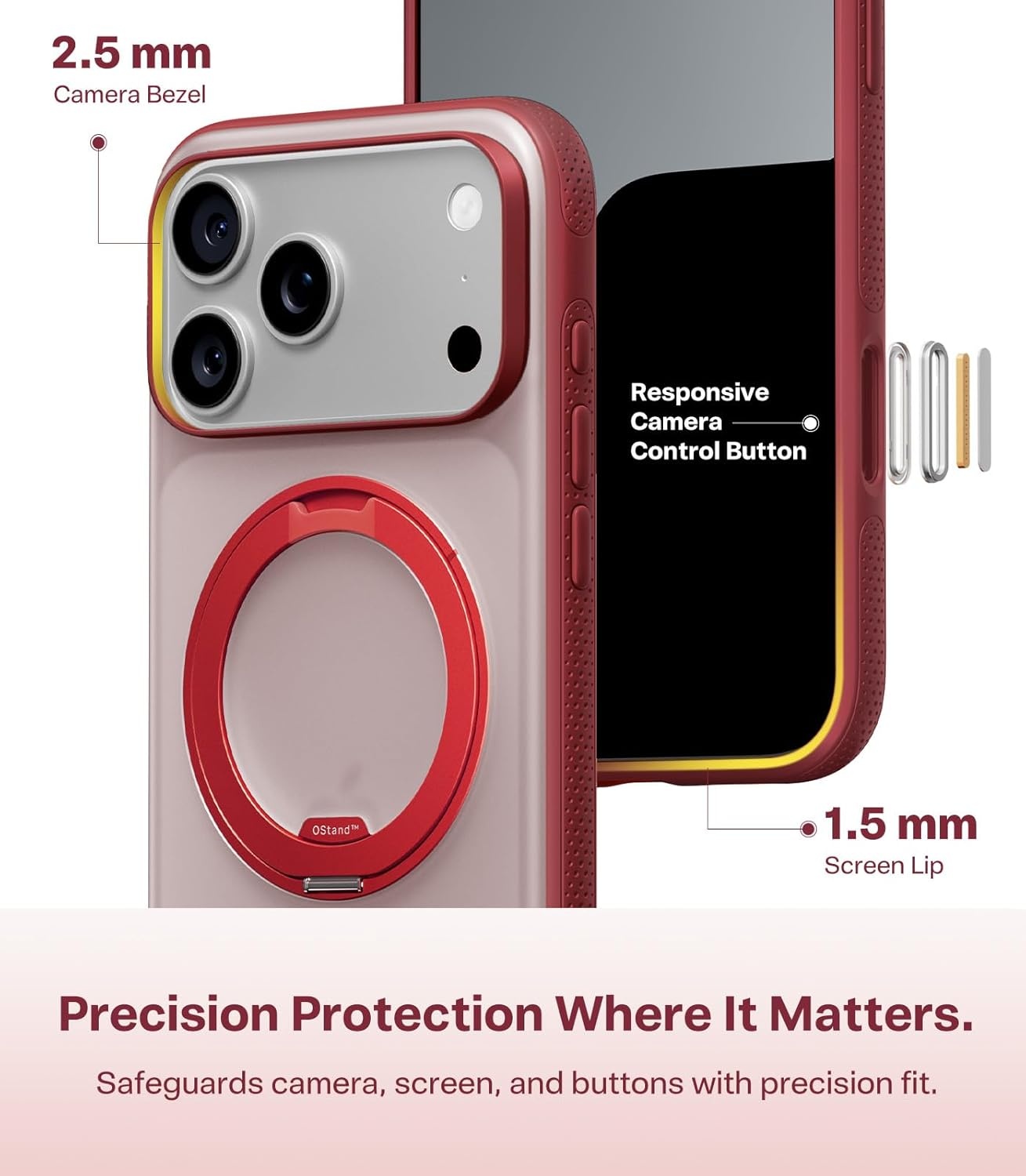 image:imageTORRAS 360 Magnetic Stand for iiPhone 17e Case amp iPhone 16e Fit for MagSafe MilitaryGrade Protection Translucent Slim Case for iPhone 17e Obsidian Black Ostand O3 Fitness SeriesGBurgundy Red