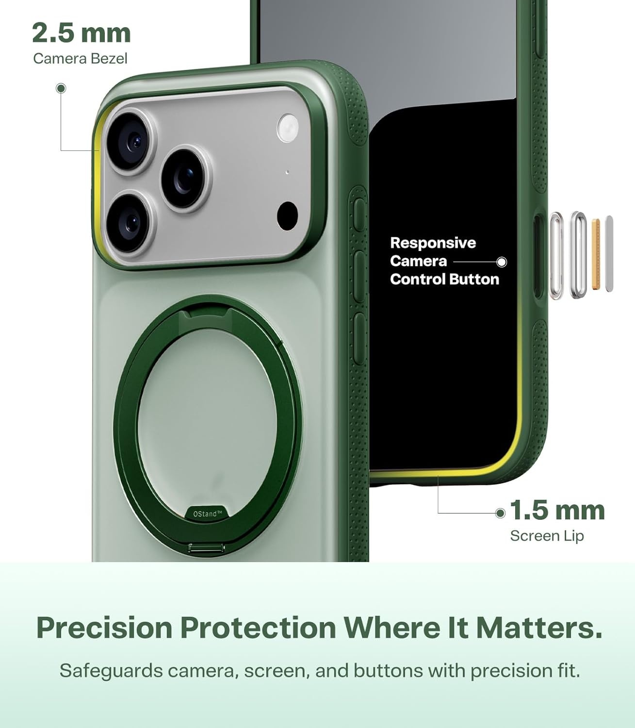 image:imageTORRAS 360 Magnetic Stand for iiPhone 17e Case amp iPhone 16e Fit for MagSafe MilitaryGrade Protection Translucent Slim Case for iPhone 17e Obsidian Black Ostand O3 Fitness SeriesFPine Green