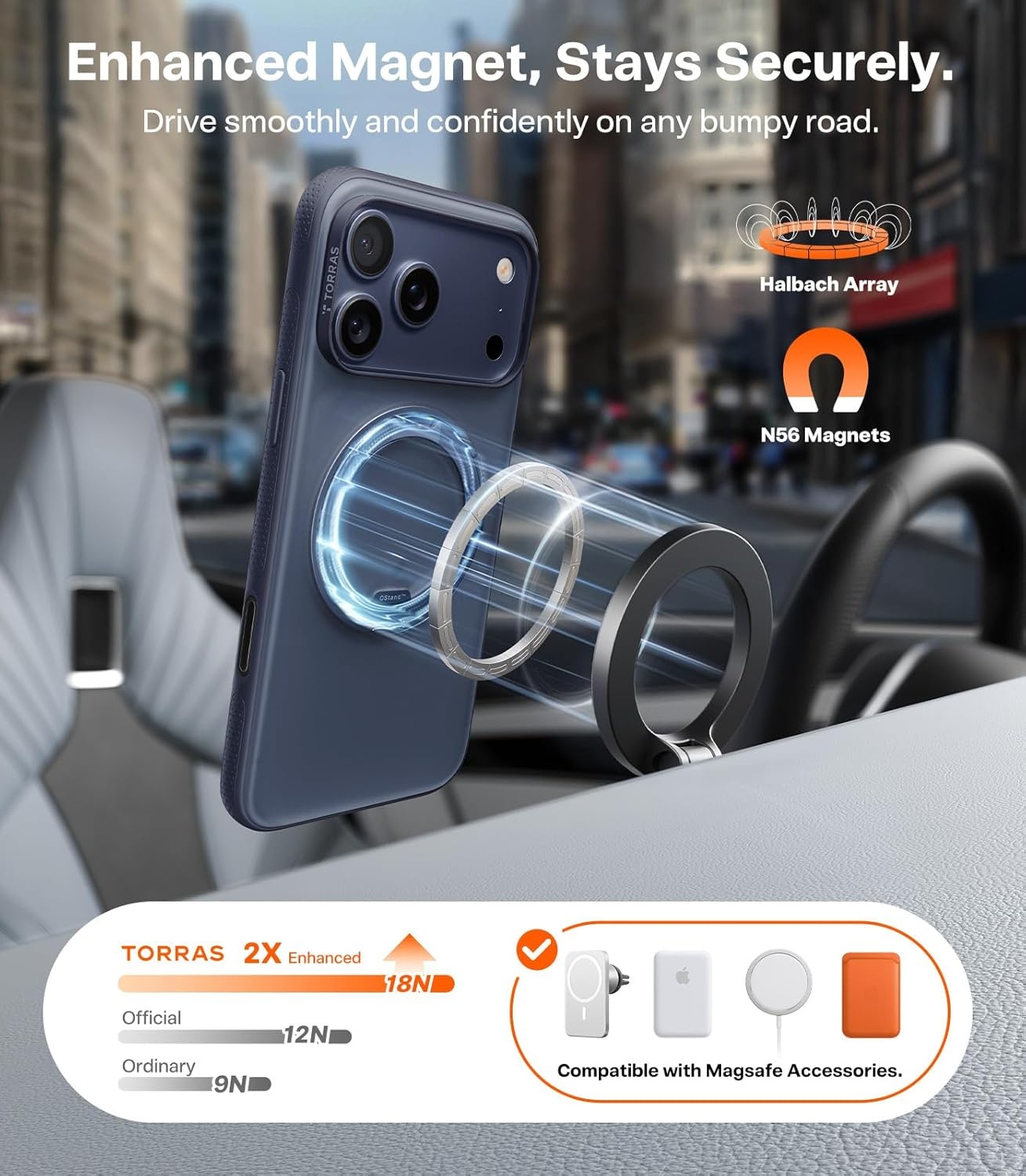image:imageTORRAS 360 Magnetic Stand for iiPhone 17e Case amp iPhone 16e Fit for MagSafe MilitaryGrade Protection Translucent Slim Case for iPhone 17e Obsidian Black Ostand O3 Fitness SeriesADeep Blue