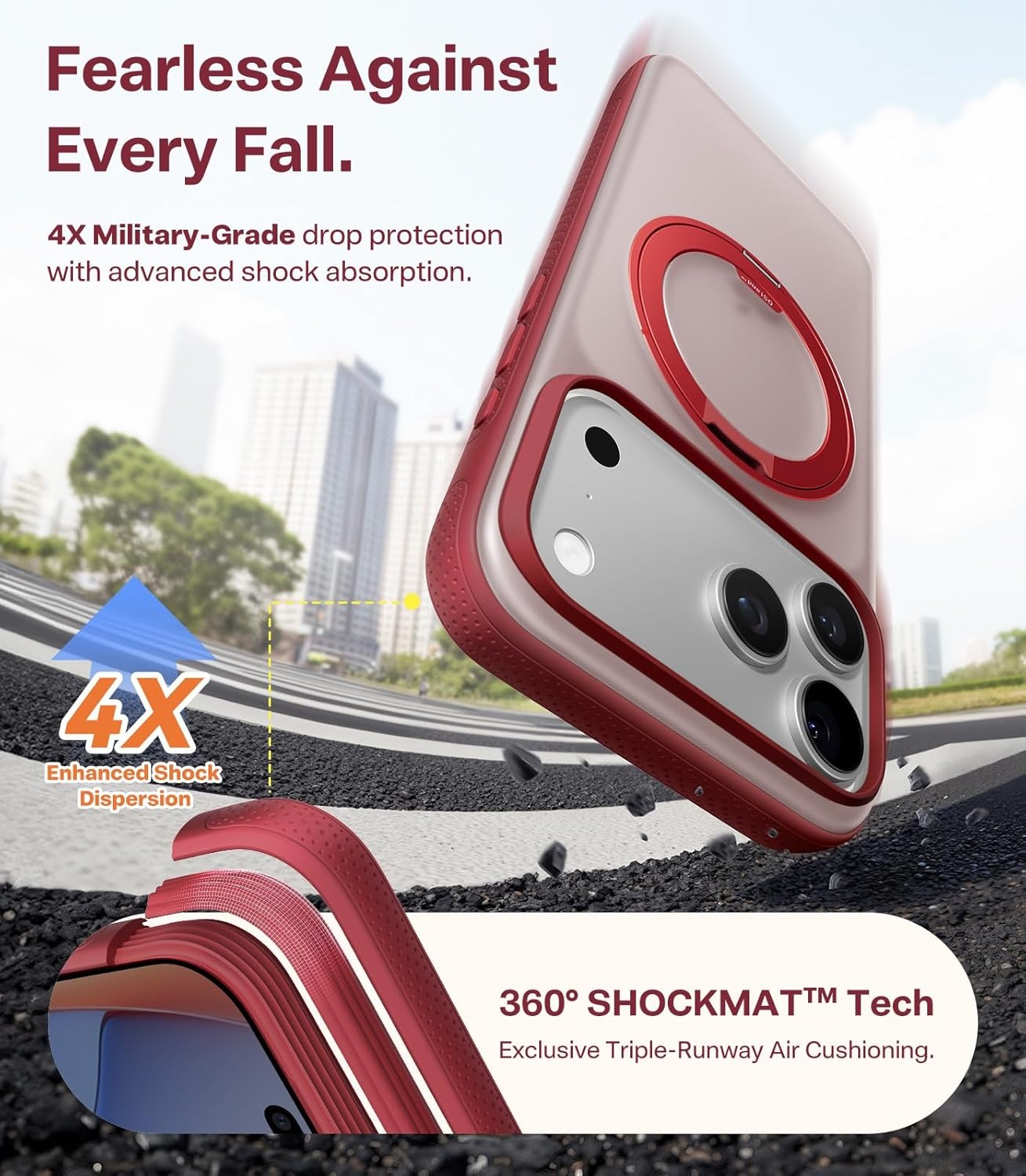 image:imageTORRAS 360 Magnetic Stand for iiPhone 17e Case amp iPhone 16e Fit for MagSafe MilitaryGrade Protection Translucent Slim Case for iPhone 17e Obsidian Black Ostand O3 Fitness SeriesGBurgundy Red