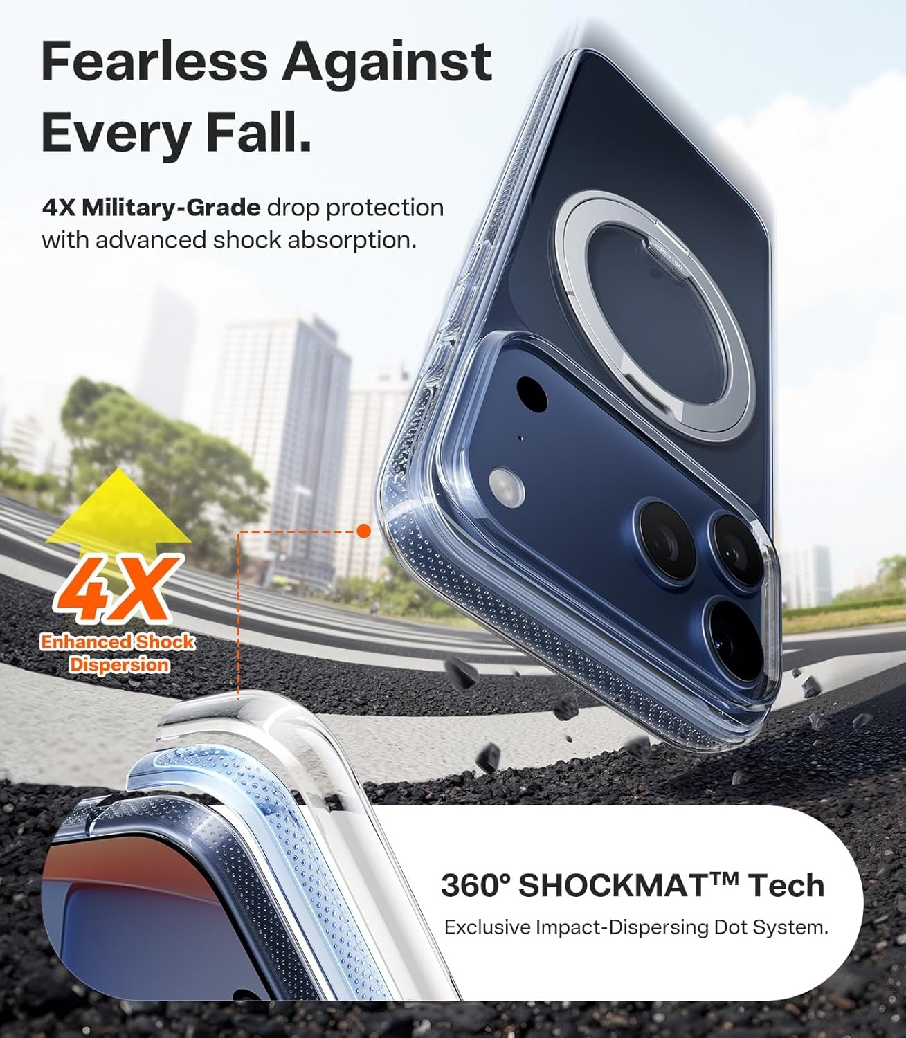 image:imageTORRAS 360 Magnetic Stand for iiPhone 17e Case amp iPhone 16e Fit for MagSafe MilitaryGrade Protection Translucent Slim Case for iPhone 17e Obsidian Black Ostand O3 Fitness SeriesBCrystal Clear