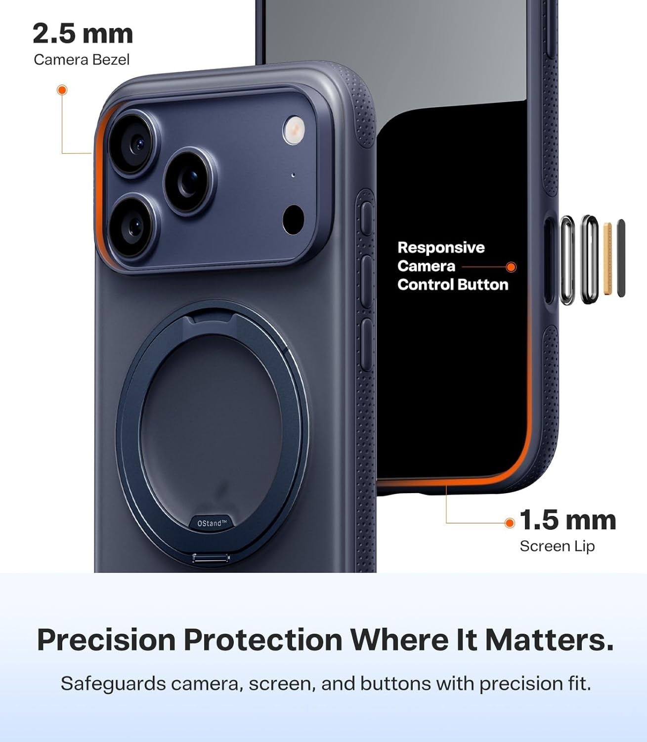 image:imageTORRAS 360 Magnetic Stand for iiPhone 17e Case amp iPhone 16e Fit for MagSafe MilitaryGrade Protection Translucent Slim Case for iPhone 17e Obsidian Black Ostand O3 Fitness SeriesADeep Blue