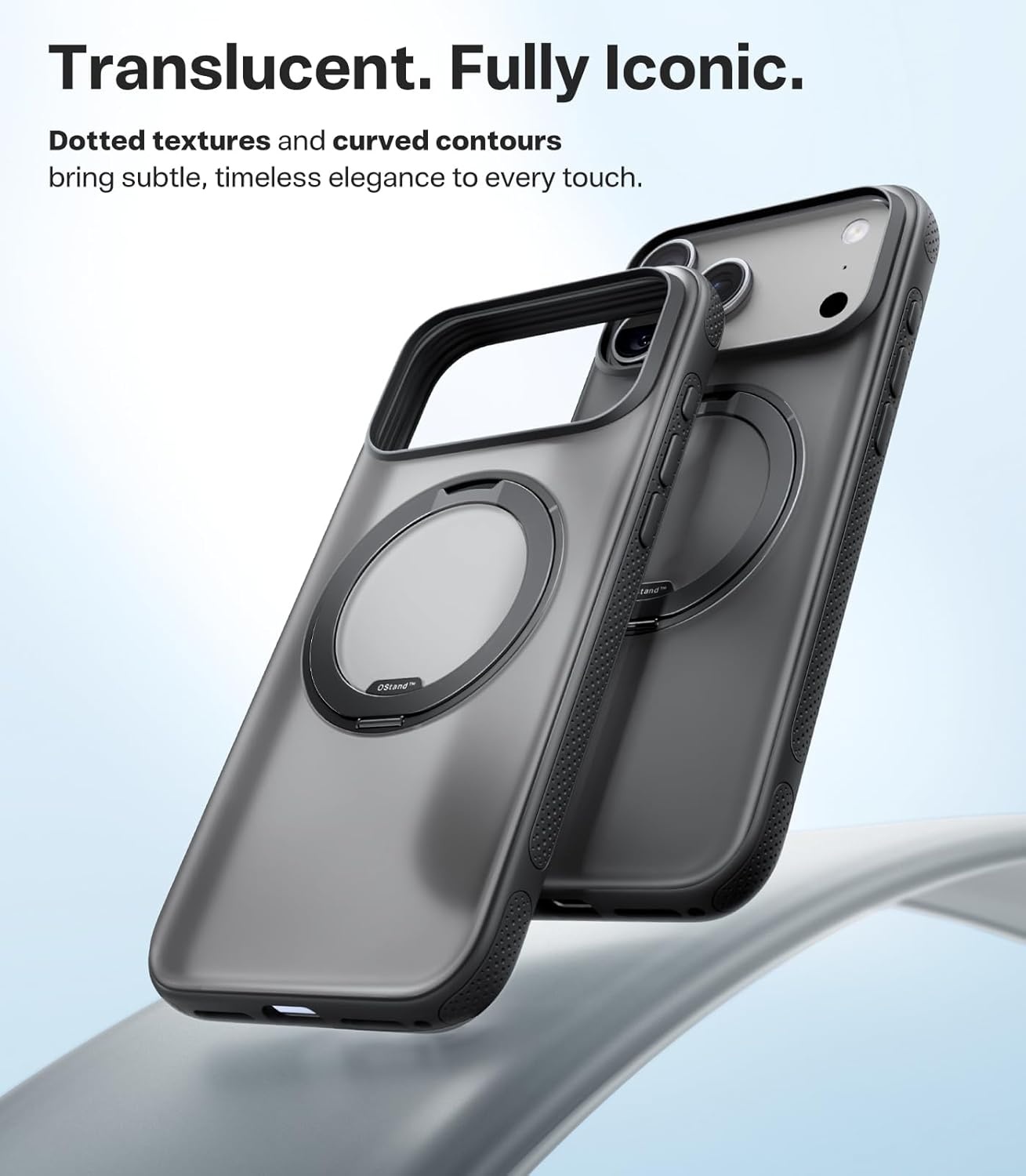 image:imageTORRAS 360 Magnetic Stand for iiPhone 17e Case amp iPhone 16e Fit for MagSafe MilitaryGrade Protection Translucent Slim Case for iPhone 17e Obsidian Black Ostand O3 Fitness SeriesDObsidian Black