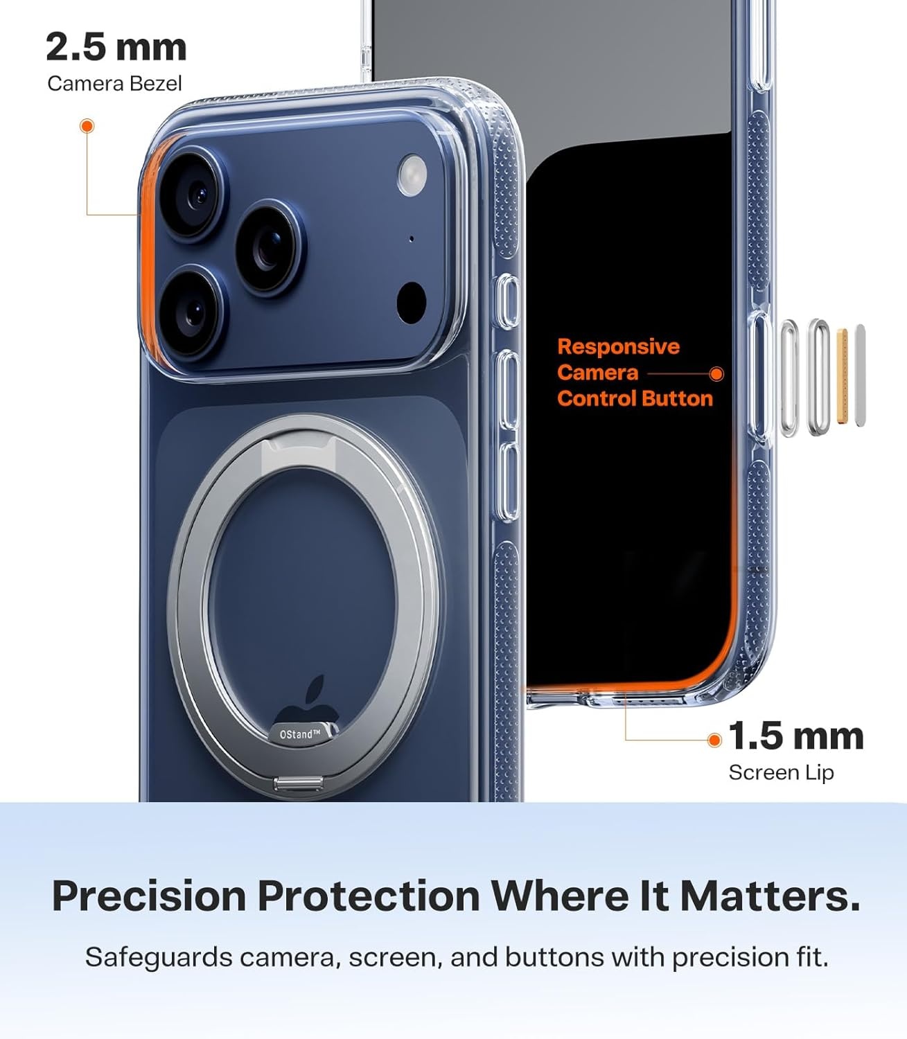 image:imageTORRAS 360 Magnetic Stand for iiPhone 17e Case amp iPhone 16e Fit for MagSafe MilitaryGrade Protection Translucent Slim Case for iPhone 17e Obsidian Black Ostand O3 Fitness SeriesBCrystal Clear