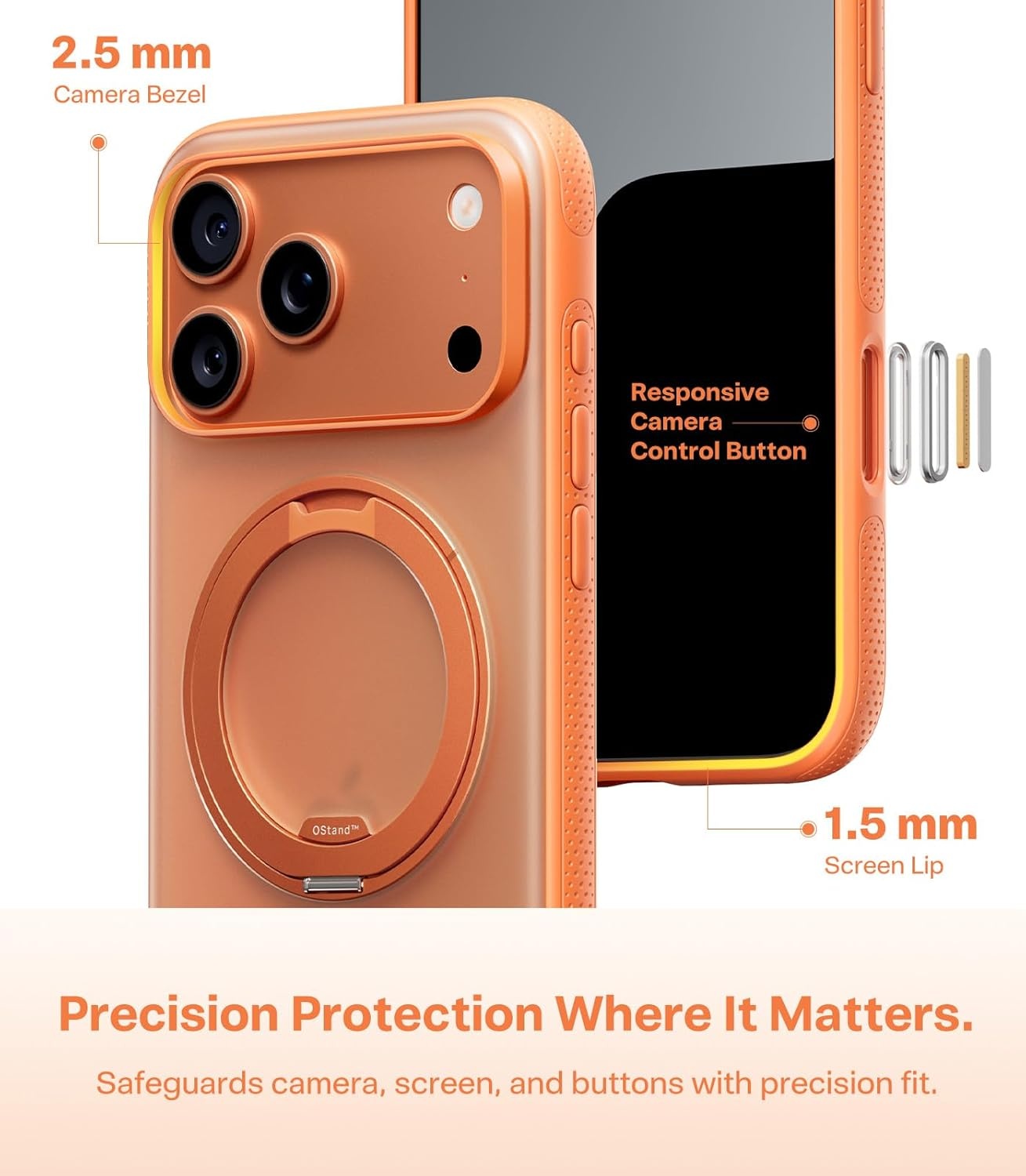 image:imageTORRAS 360 Magnetic Stand for iiPhone 17e Case amp iPhone 16e Fit for MagSafe MilitaryGrade Protection Translucent Slim Case for iPhone 17e Obsidian Black Ostand O3 Fitness SeriesCCosmic Orange