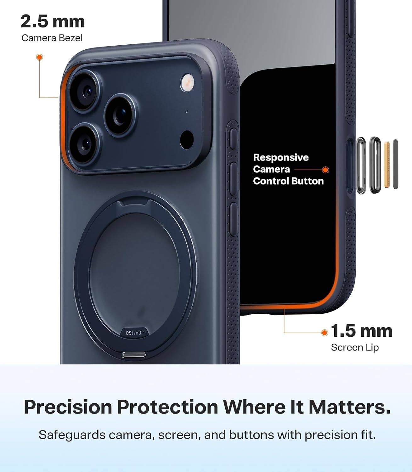 image:imageTORRAS 360 Magnetic Stand for iiPhone 17e Case amp iPhone 16e Fit for MagSafe MilitaryGrade Protection Translucent Slim Case for iPhone 17e Obsidian Black Ostand O3 Fitness SeriesADeep Blue