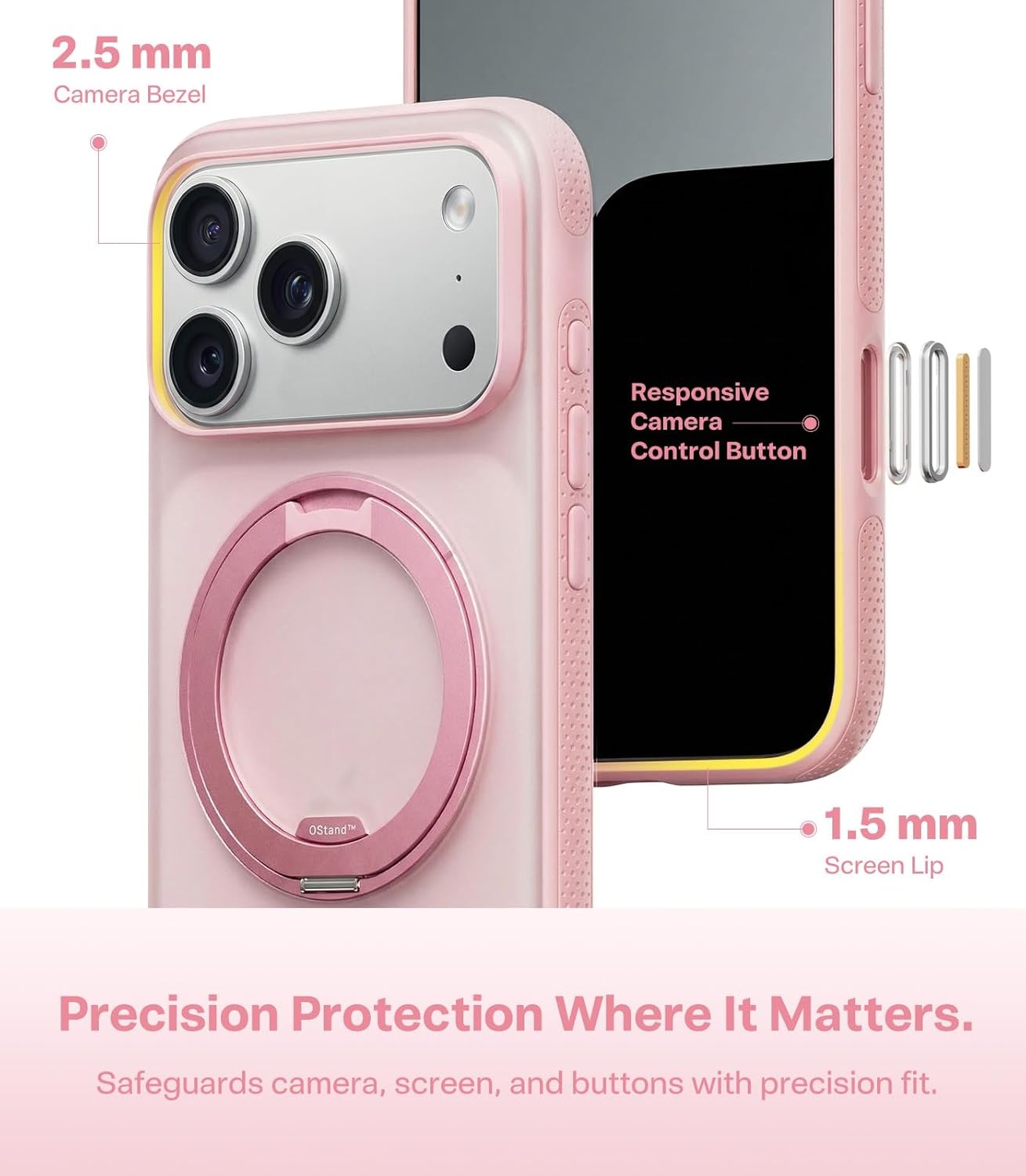 image:imageTORRAS 360 Magnetic Stand for iiPhone 17e Case amp iPhone 16e Fit for MagSafe MilitaryGrade Protection Translucent Slim Case for iPhone 17e Obsidian Black Ostand O3 Fitness SeriesESummer Pink