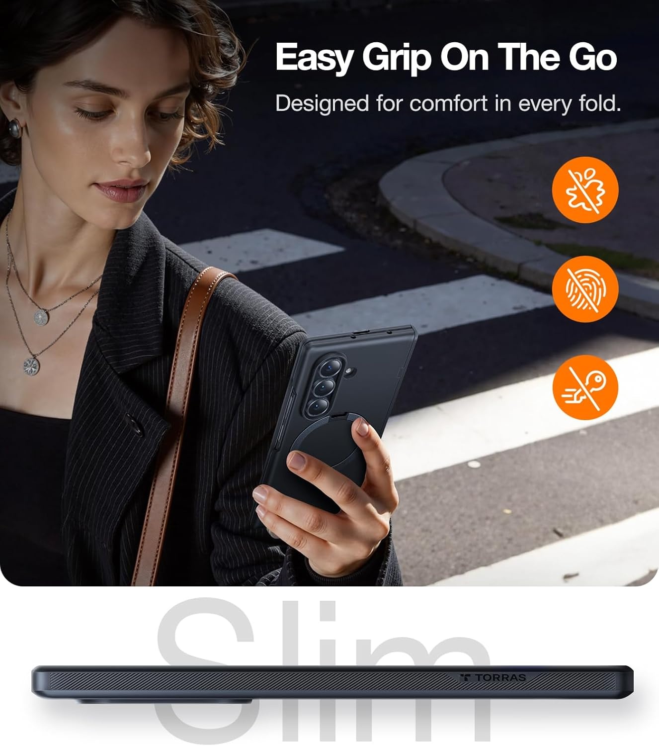 image:imageTORRAS 360 Spin Magnetic Stand for Galaxy Z Fold 7 Case MILGrade Hinge Protection Fit for Magsafe 360 Kickstand amp Ring Holder Armor Hard Slim Case for Samsung Galaxy Z Fold 7 BlackBlack