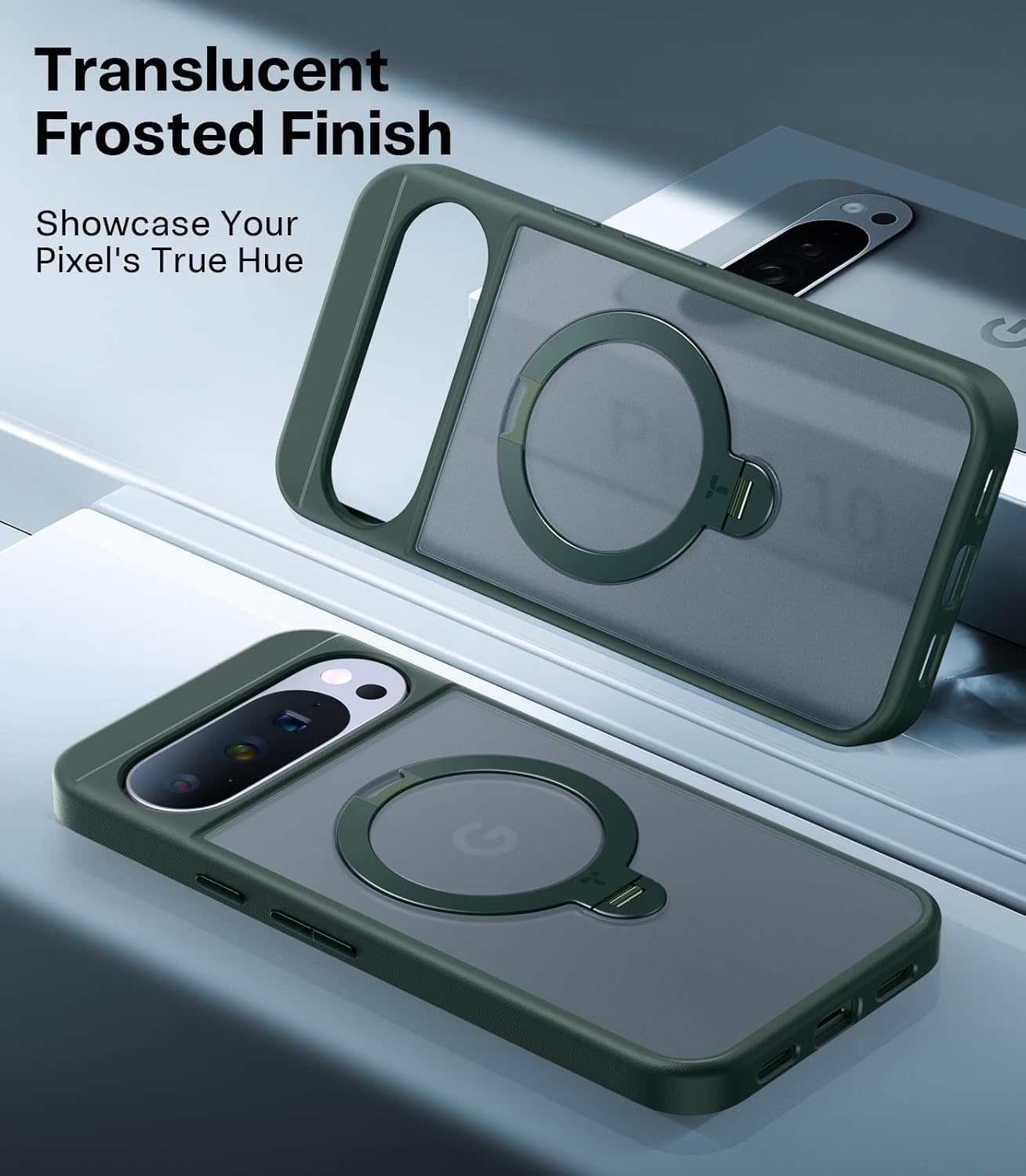 image:imageTORRAS 360 Spin Magnetic Stand for Google Pixel 10 Pro XL case Compatible with Magsafe 4X Military Drop Protection Slim for Google Pixel 10 Pro XL Phone Case with Kickstand BlackGreen