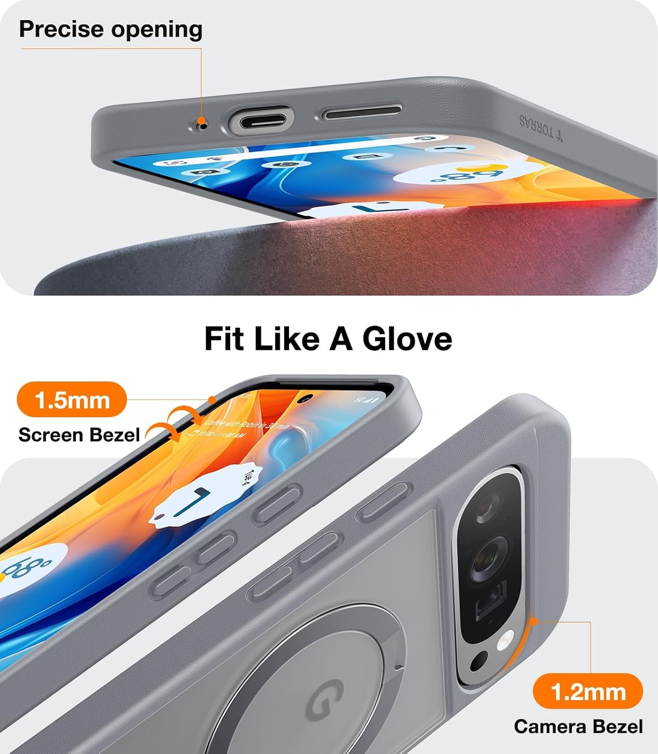 image:imageTORRAS 360 Spin Magnetic Stand for Google Pixel 10 Pro XL case Compatible with Magsafe 4X Military Drop Protection Slim for Google Pixel 10 Pro XL Phone Case with Kickstand BlackGray