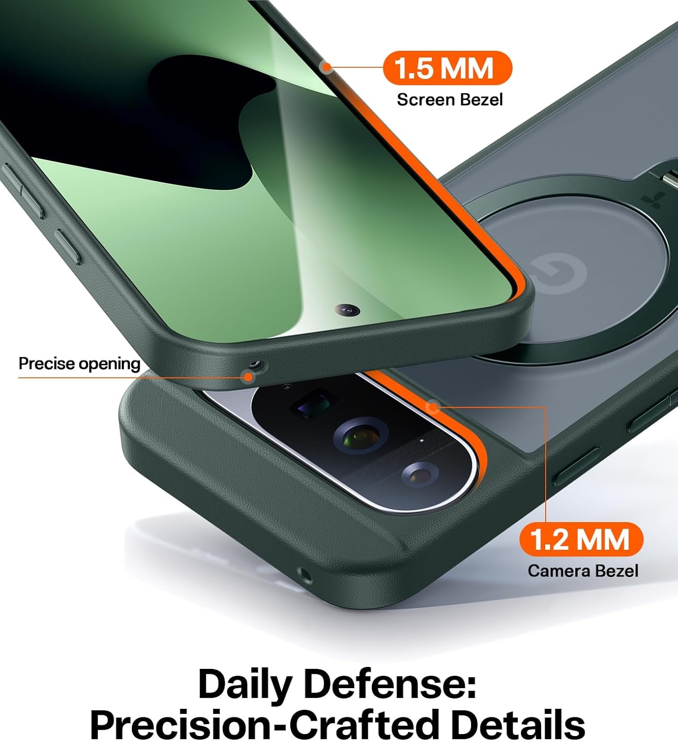image:imageTORRAS 360 Spin Magnetic Stand for Google Pixel 10 Pro XL case Compatible with Magsafe 4X Military Drop Protection Slim for Google Pixel 10 Pro XL Phone Case with Kickstand BlackGreen