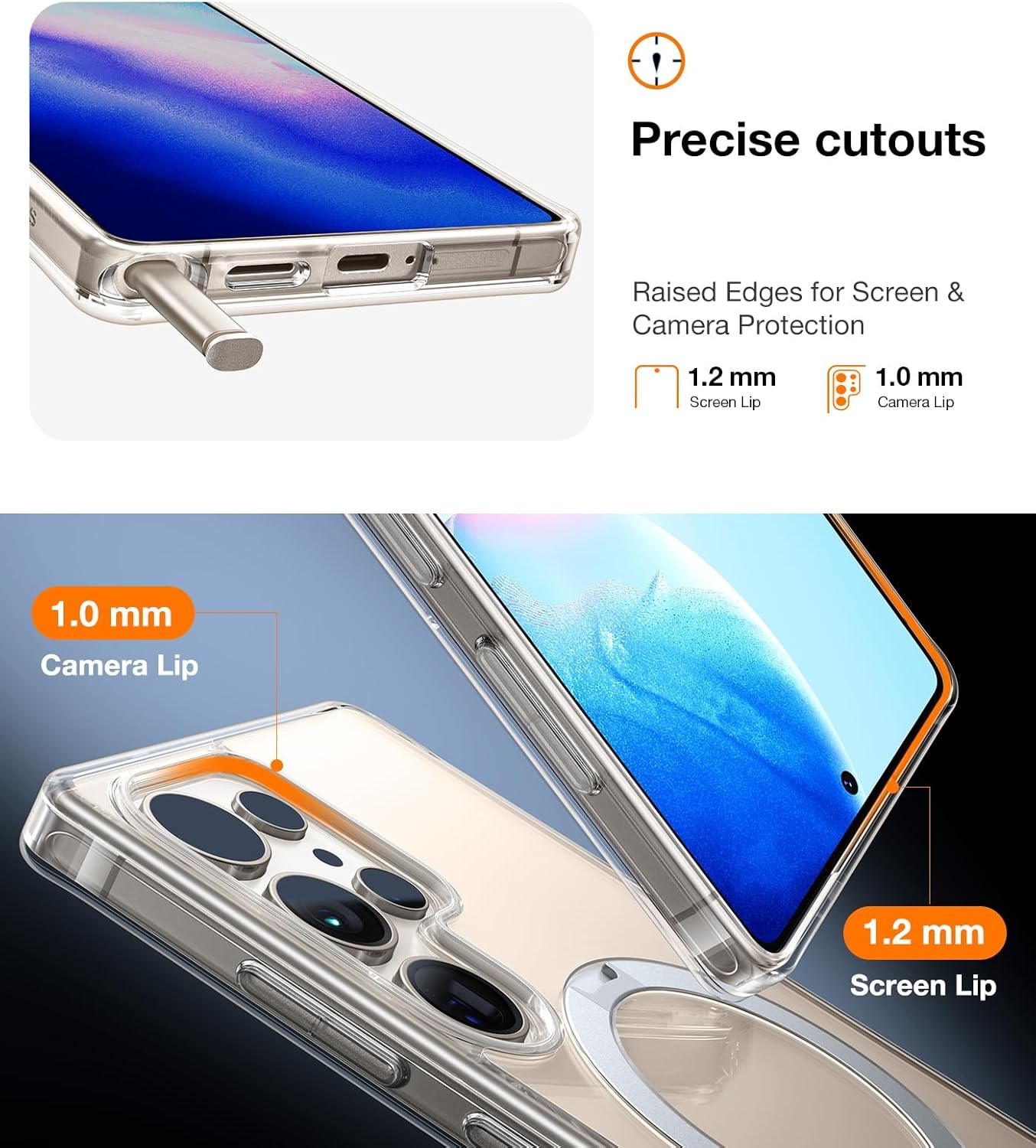 image:imageTORRAS 360 Spin Magnetic Stand for Samsung Galaxy S25 Ultra Case Fit for Magsafe Military Grade Slim Protective S25 Ultra Case with Kickstand amp Ring Holder Ostand Spin Translucent Frosted BlackS25 UltraClear