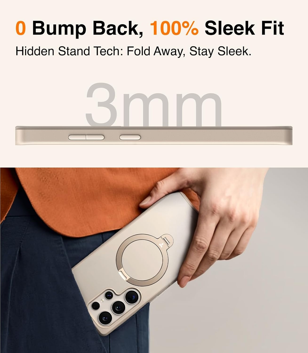 image:imageTORRAS 360 Spin Magnetic Stand for Samsung Galaxy S25 Ultra Case Fit for Magsafe Military Grade Slim Protective S25 Ultra Case with Kickstand amp Ring Holder Ostand Spin Translucent Frosted BlackS25 UltraDune