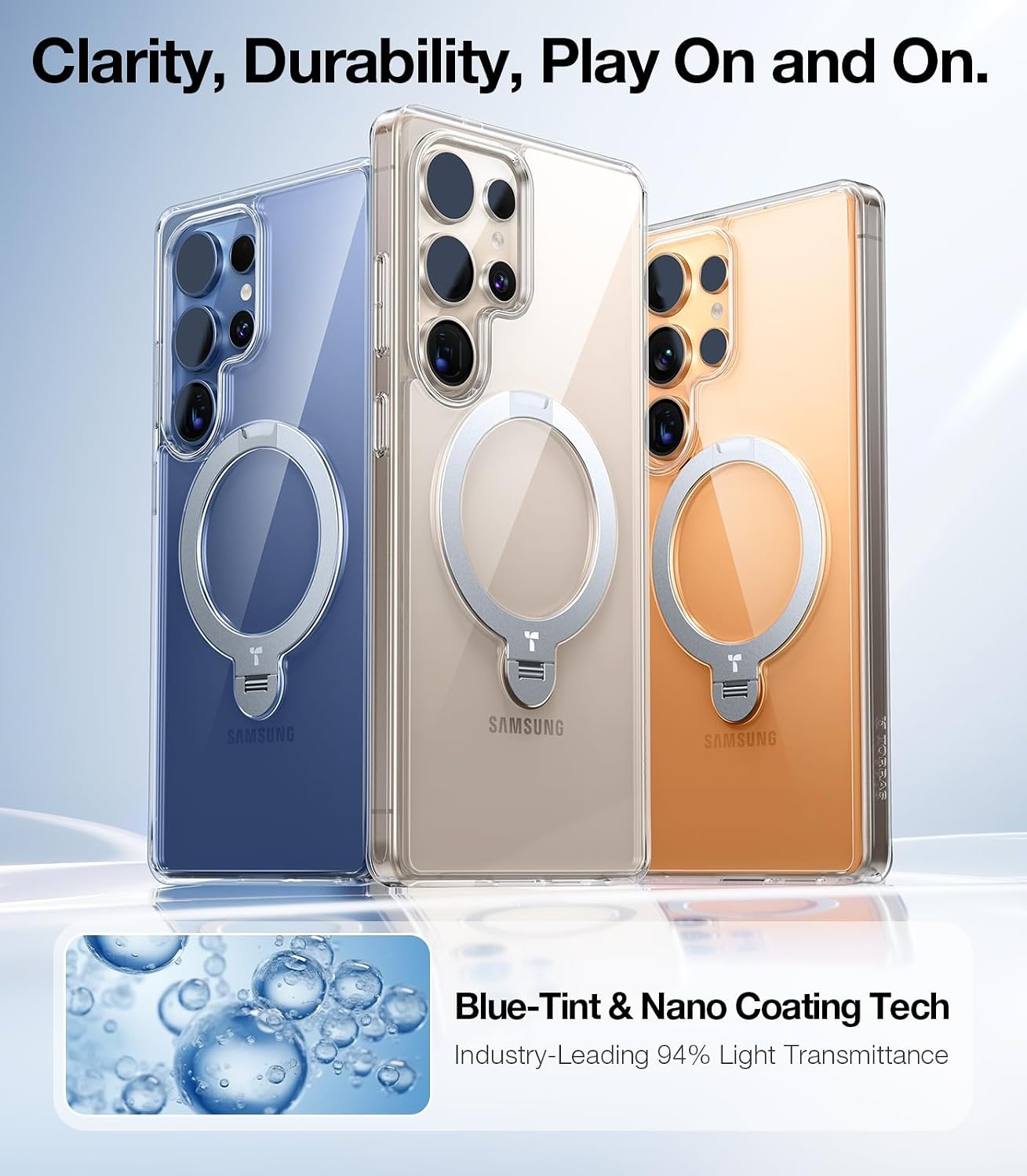 image:imageTORRAS 360 Spin Magnetic Stand for Samsung Galaxy S25 Ultra Case Fit for Magsafe Military Grade Slim Protective S25 Ultra Case with Kickstand amp Ring Holder Ostand Spin Translucent Frosted BlackS25 UltraClear