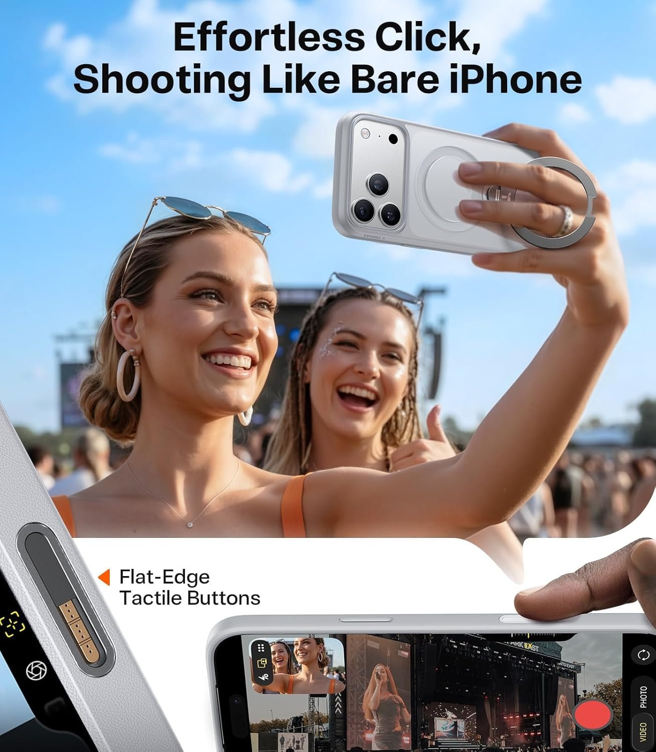 image:imageTORRAS 360 Spin Magnetic Stand for iPhone 16 Pro Case 63 Compatible with MagSafe MilGrade Protective Hard PC Soft Edge Case for iPhone 16 Pro Builtin Kickstand amp Ring Holder Clear 2024Silver