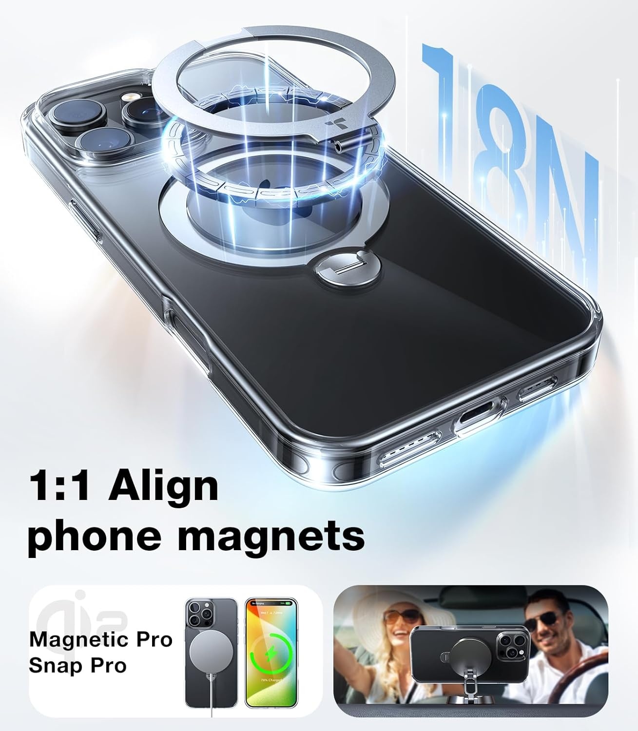 image:imageTORRAS 360 Spin Magnetic Stand for iPhone 16 Pro Max Case Fit for MagSafe Military Grade Protective Case for iPhone 16 Pro Max Phone Case with Kickstand Rotatable Black 69 inchClear