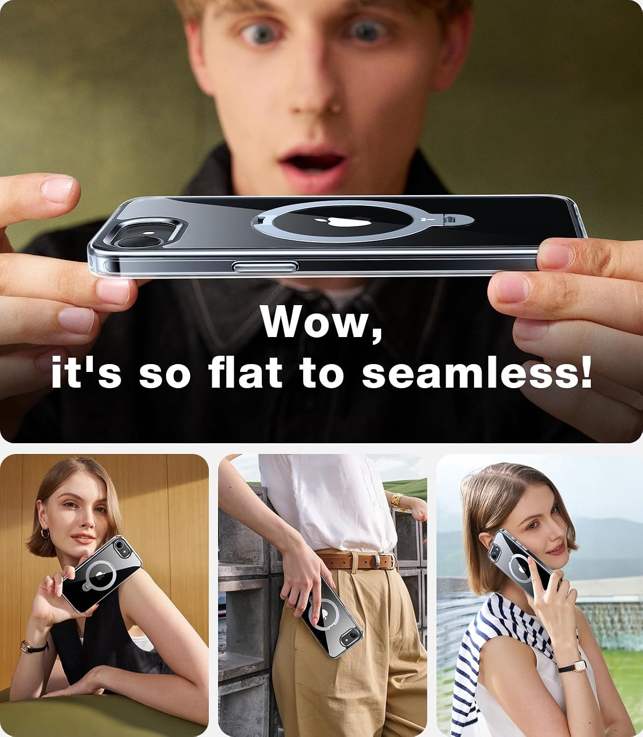 image:imageTORRAS 360 Spin Magnetic Stand for iPhone 16 Pro Max Case Fit for MagSafe Military Grade Protective Case for iPhone 16 Pro Max Phone Case with Kickstand Rotatable Black 69 inchClear