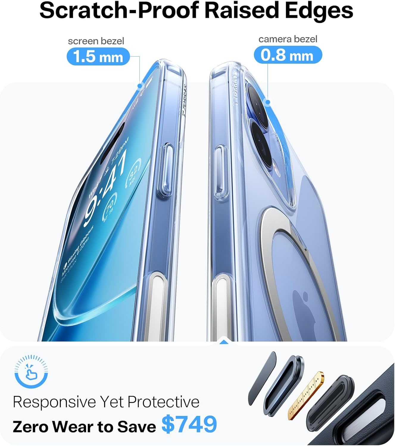 image:imageTORRAS 360 Spin Magnetic Stand for iPhone 16 Pro Max Case Fit for MagSafe Military Grade Protective Case for iPhone 16 Pro Max Phone Case with Kickstand Rotatable Black 69 inchClear