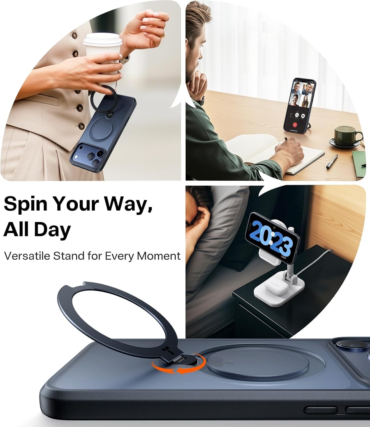 image:imageTORRAS 360 Spin Magnetic Stand for iPhone 16 Pro Max Case Fit for MagSafe Military Grade Protective Case for iPhone 16 Pro Max Phone Case with Kickstand Rotatable Black 69 inchBlack