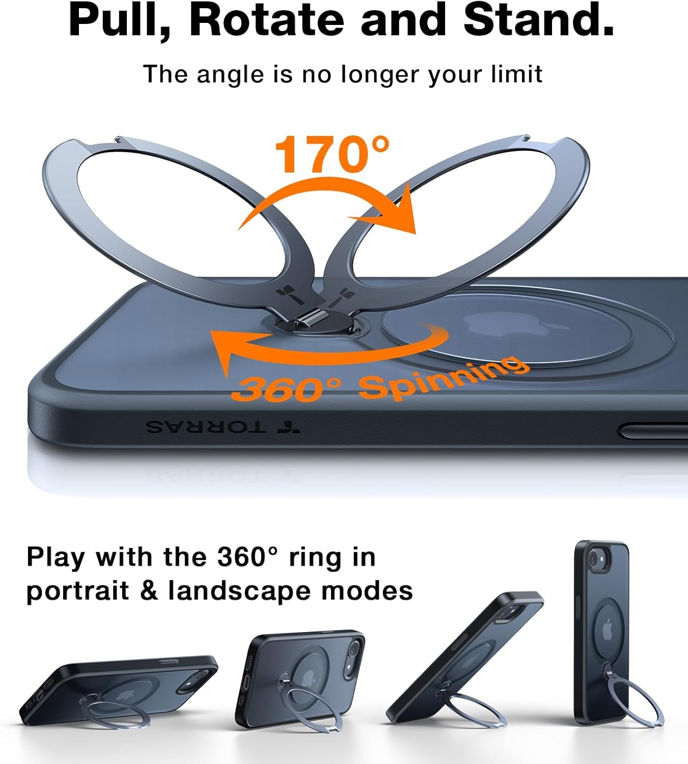 image:imageTORRAS 360 Spin Magnetic Stand for iPhone 16 Pro Max Case Fit for MagSafe Military Grade Protective Case for iPhone 16 Pro Max Phone Case with Kickstand Rotatable Black 69 inchBlack