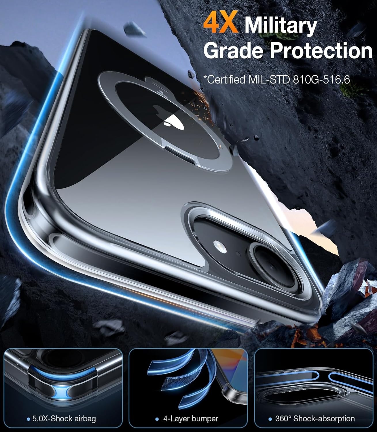 image:imageTORRAS 360 Spin Magnetic Stand for iPhone 16 Pro Max Case Fit for MagSafe Military Grade Protective Case for iPhone 16 Pro Max Phone Case with Kickstand Rotatable Black 69 inchClear