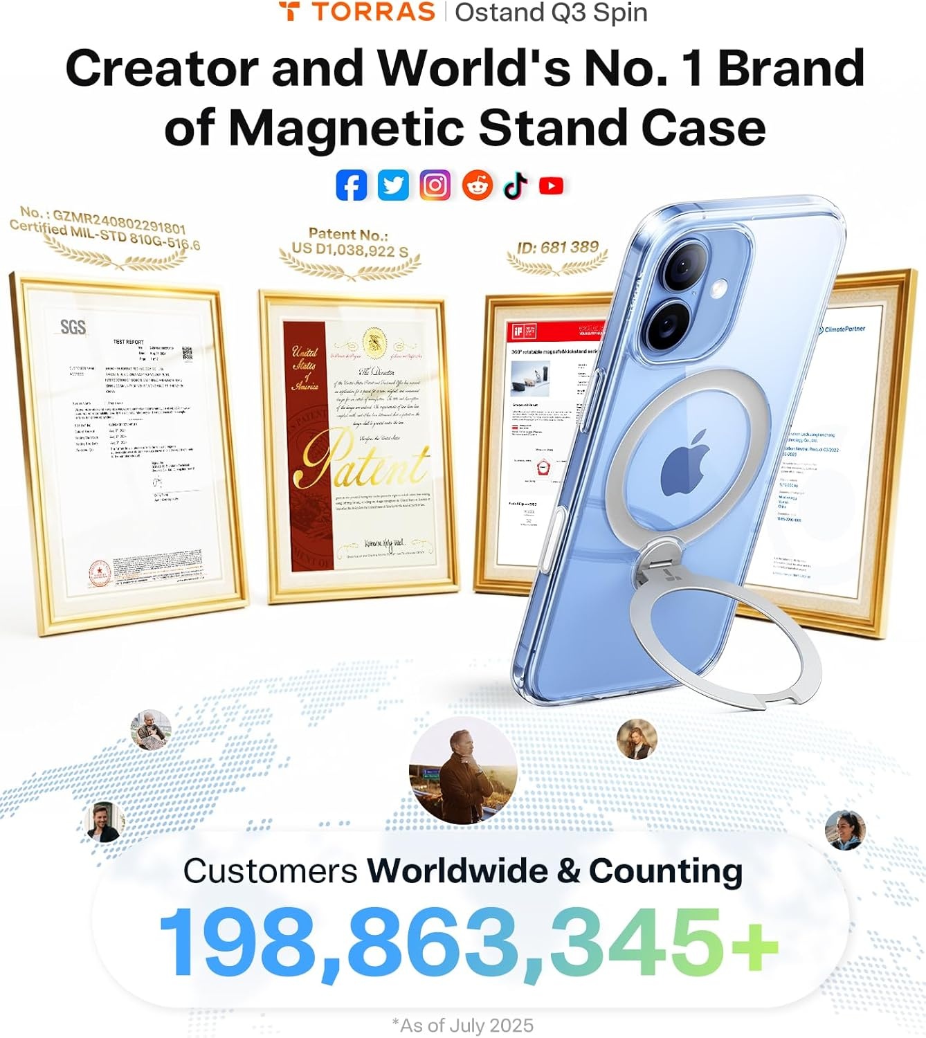 image:imageTORRAS 360 Spin Magnetic Stand for iPhone 16 Pro Max Case Fit for MagSafe Military Grade Protective Case for iPhone 16 Pro Max Phone Case with Kickstand Rotatable Black 69 inchClear