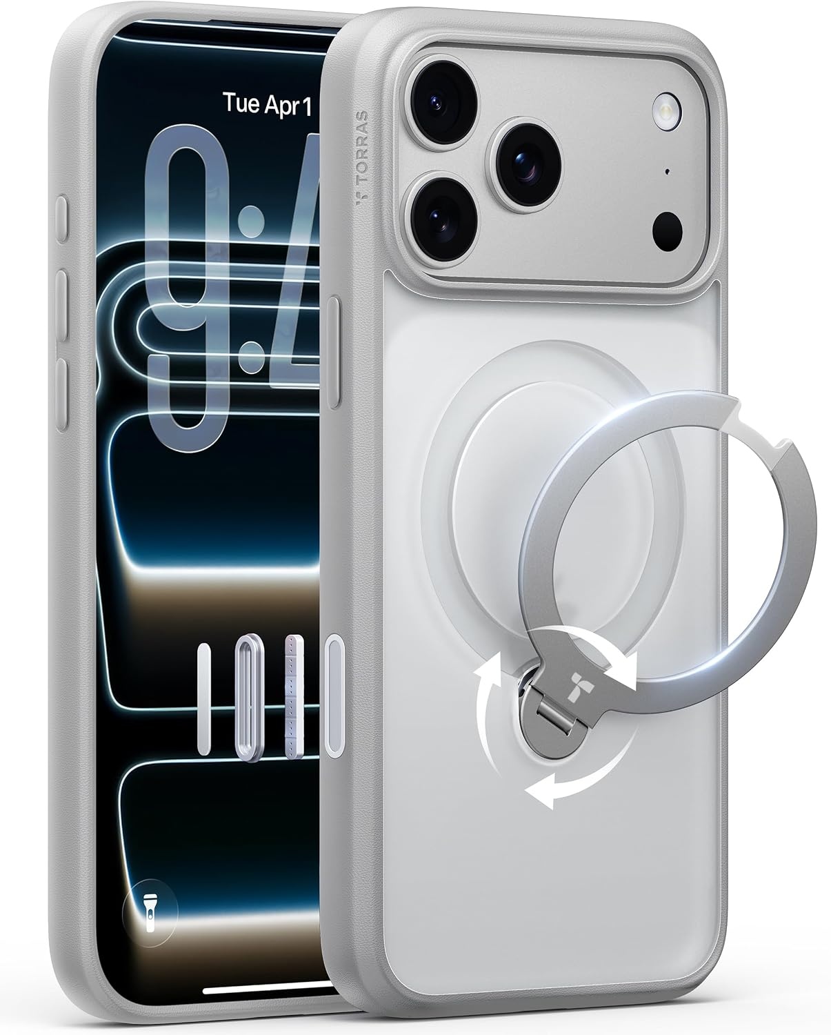 image:imageTORRAS 360 Spin Magnetic Stand for iPhone 16 Pro Max Case Fit for MagSafe Military Grade Protective Case for iPhone 16 Pro Max Phone Case with Kickstand Rotatable Black 69 inchGray