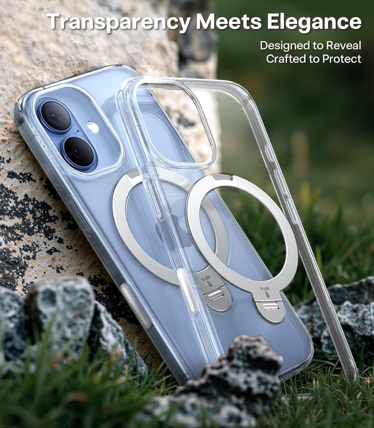 image:imageTORRAS 360 Spin Magnetic Stand for iPhone 16 Pro Max Case Fit for MagSafe Military Grade Protective Case for iPhone 16 Pro Max Phone Case with Kickstand Rotatable Black 69 inchClear