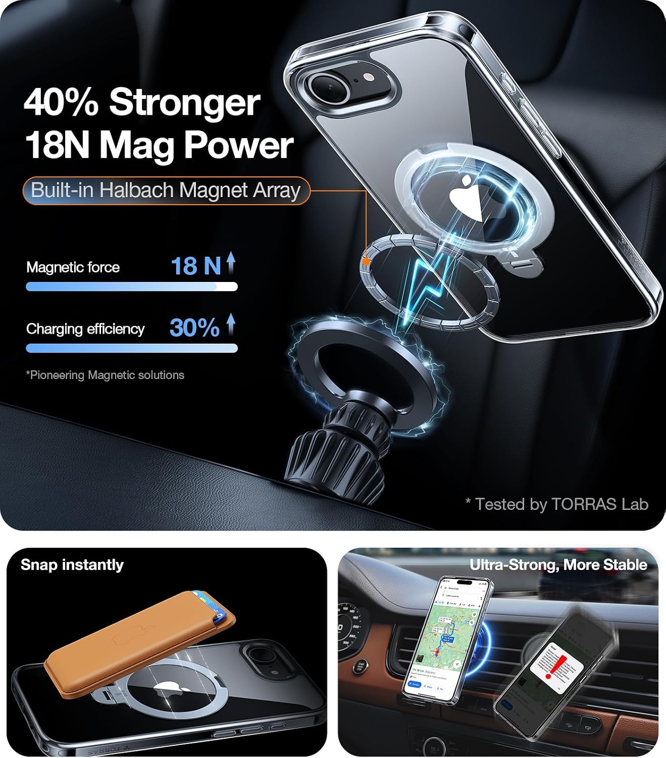 image:imageTORRAS 360 Spin Magnetic Stand for iPhone 16 Pro Max Case Fit for MagSafe Military Grade Protective Case for iPhone 16 Pro Max Phone Case with Kickstand Rotatable Black 69 inchClear