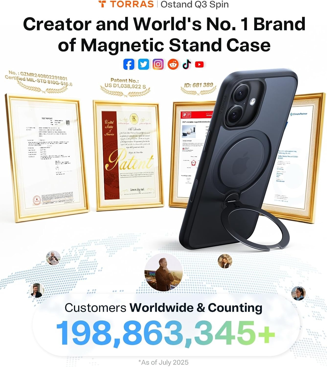 image:imageTORRAS 360 Spin Magnetic Stand for iPhone 16 Pro Max Case Fit for MagSafe Military Grade Protective Case for iPhone 16 Pro Max Phone Case with Kickstand Rotatable Black 69 inchBlack