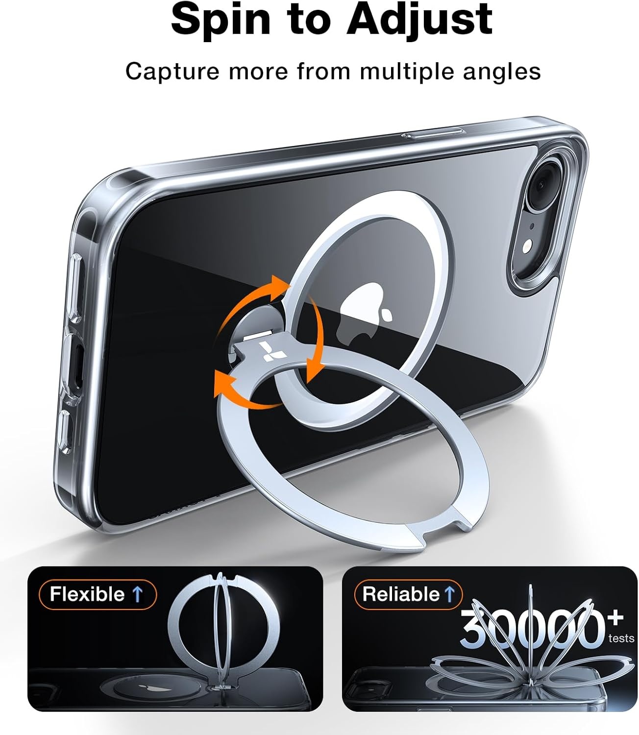 image:imageTORRAS 360 Spin Magnetic Stand for iPhone 16 Pro Max Case Fit for MagSafe Military Grade Protective Case for iPhone 16 Pro Max Phone Case with Kickstand Rotatable Black 69 inchClear