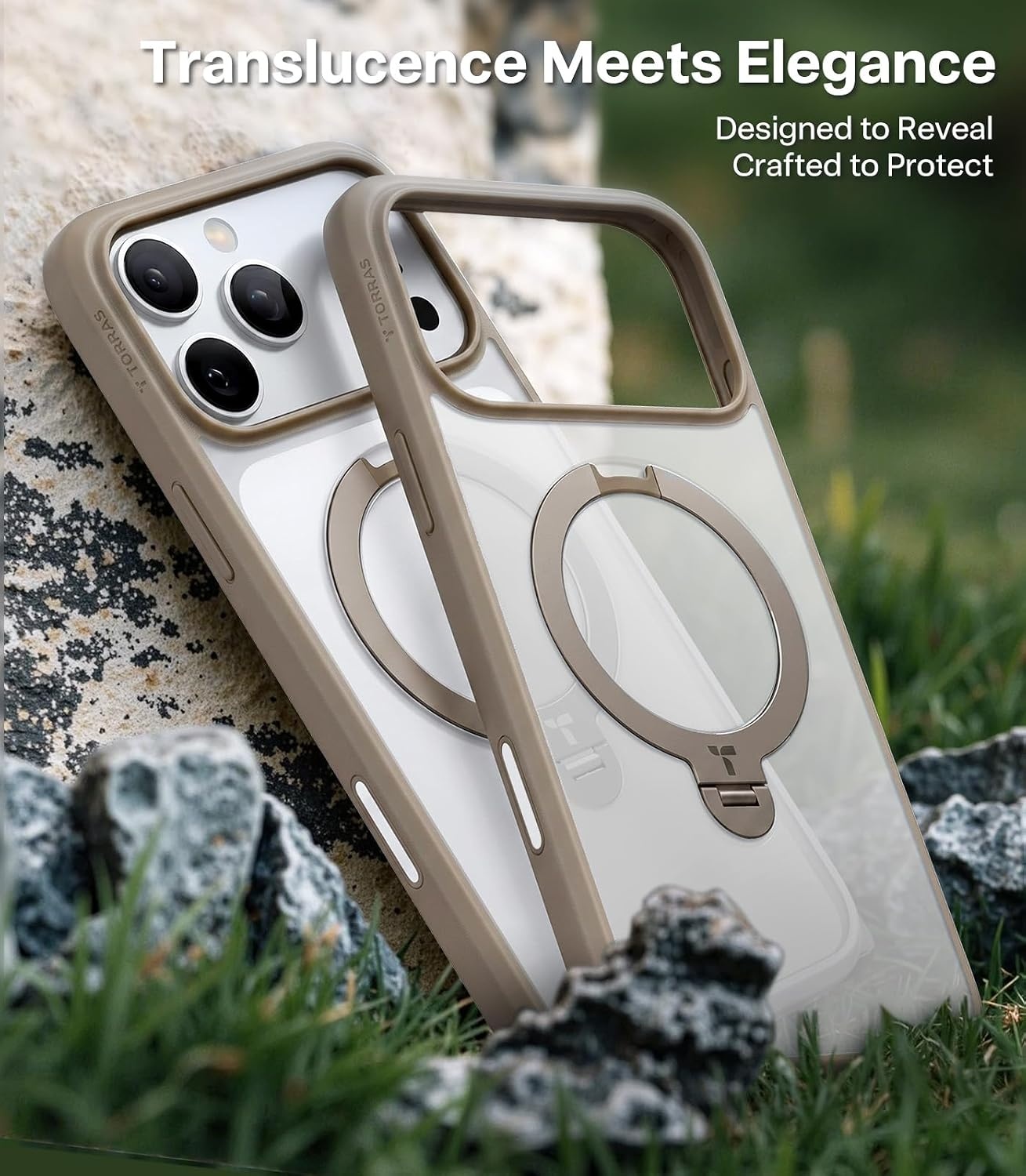 image:imageTORRAS 360 Spin Magnetic Stand for iPhone 16 Pro Max Case Fit for MagSafe Military Grade Protective Case for iPhone 16 Pro Max Phone Case with Kickstand Rotatable Black 69 inchLight Brown