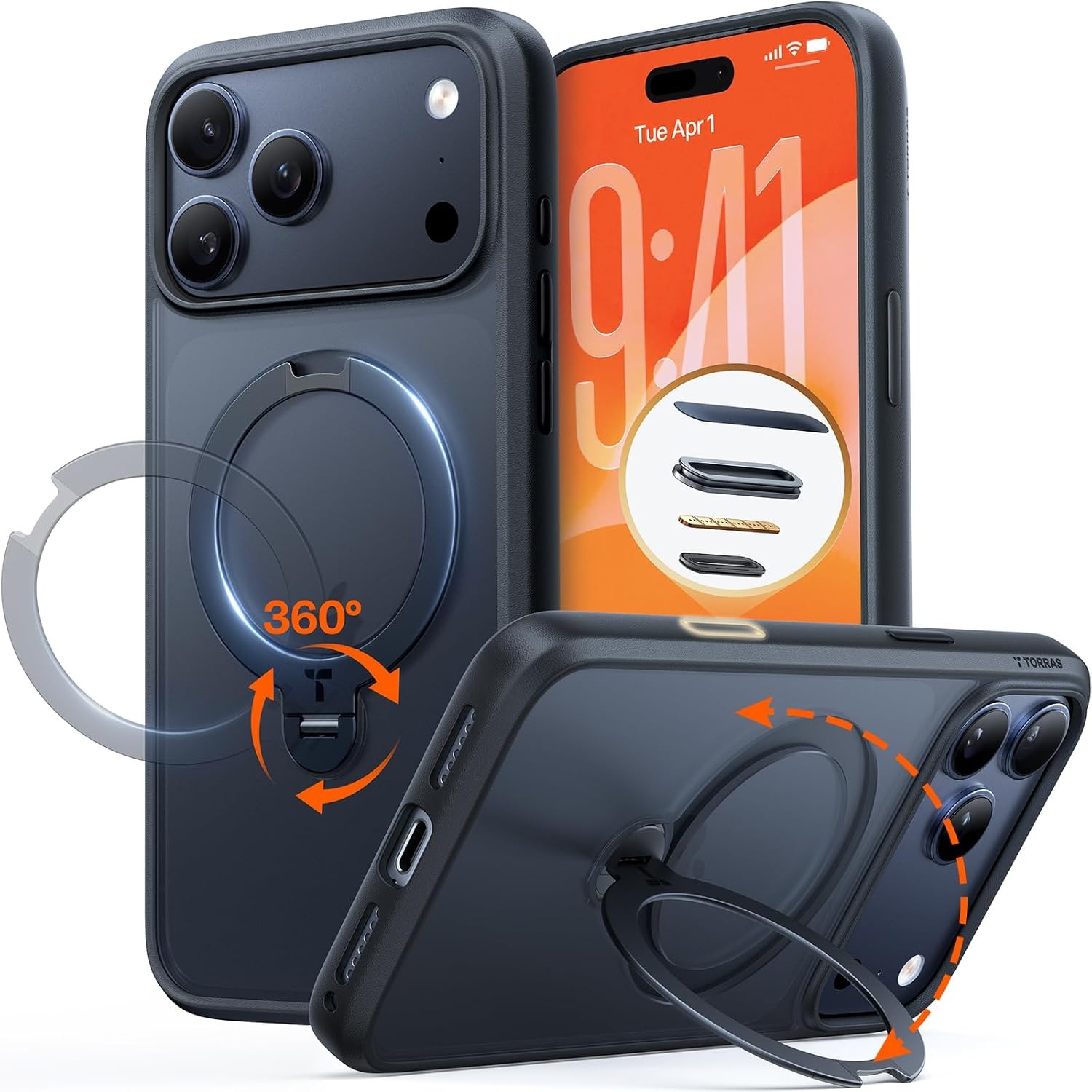 image:imageTORRAS 360 Spin Magnetic Stand for iPhone 16 Pro Max Case Fit for MagSafe Military Grade Protective Case for iPhone 16 Pro Max Phone Case with Kickstand Rotatable Black 69 inchBlack