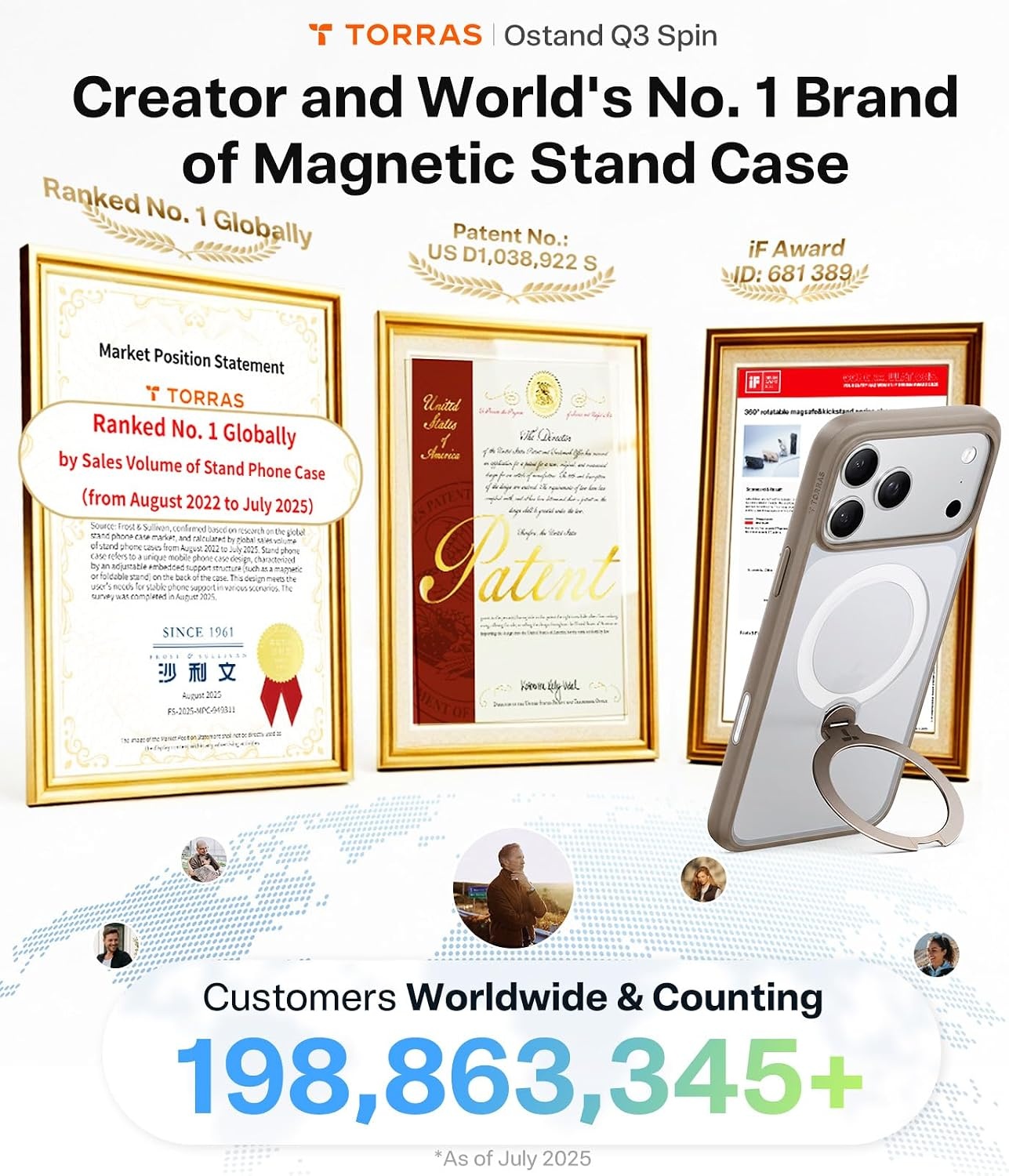 image:imageTORRAS 360 Spin Magnetic Stand for iPhone 16 Pro Max Case Fit for MagSafe Military Grade Protective Case for iPhone 16 Pro Max Phone Case with Kickstand Rotatable Black 69 inchLight Brown