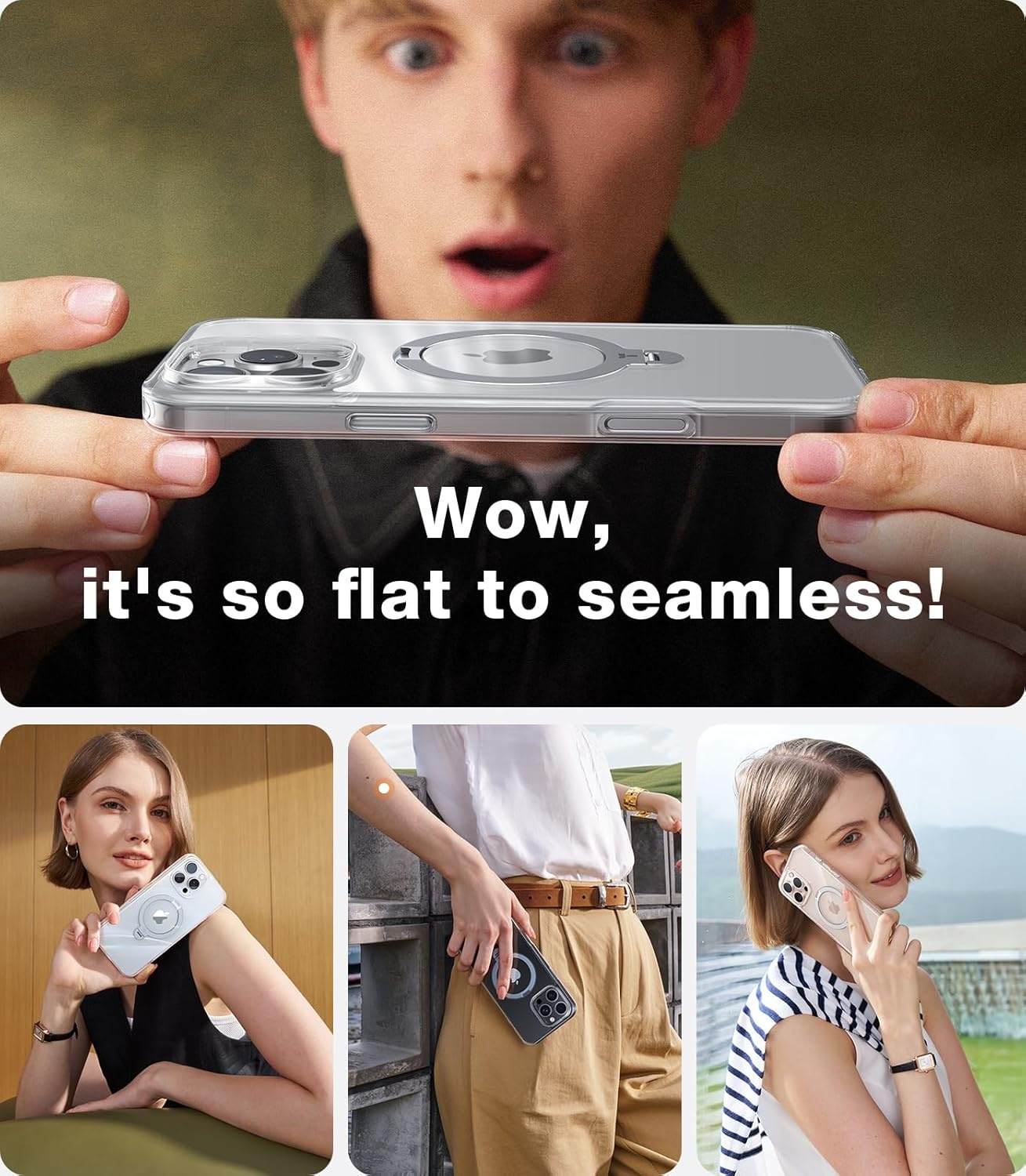image:imageTORRAS 360 Spin Magnetic Stand for iPhone 16 Pro Max Case Fit for MagSafe Military Grade Protective Case for iPhone 16 Pro Max Phone Case with Kickstand Rotatable Black 69 inchClear