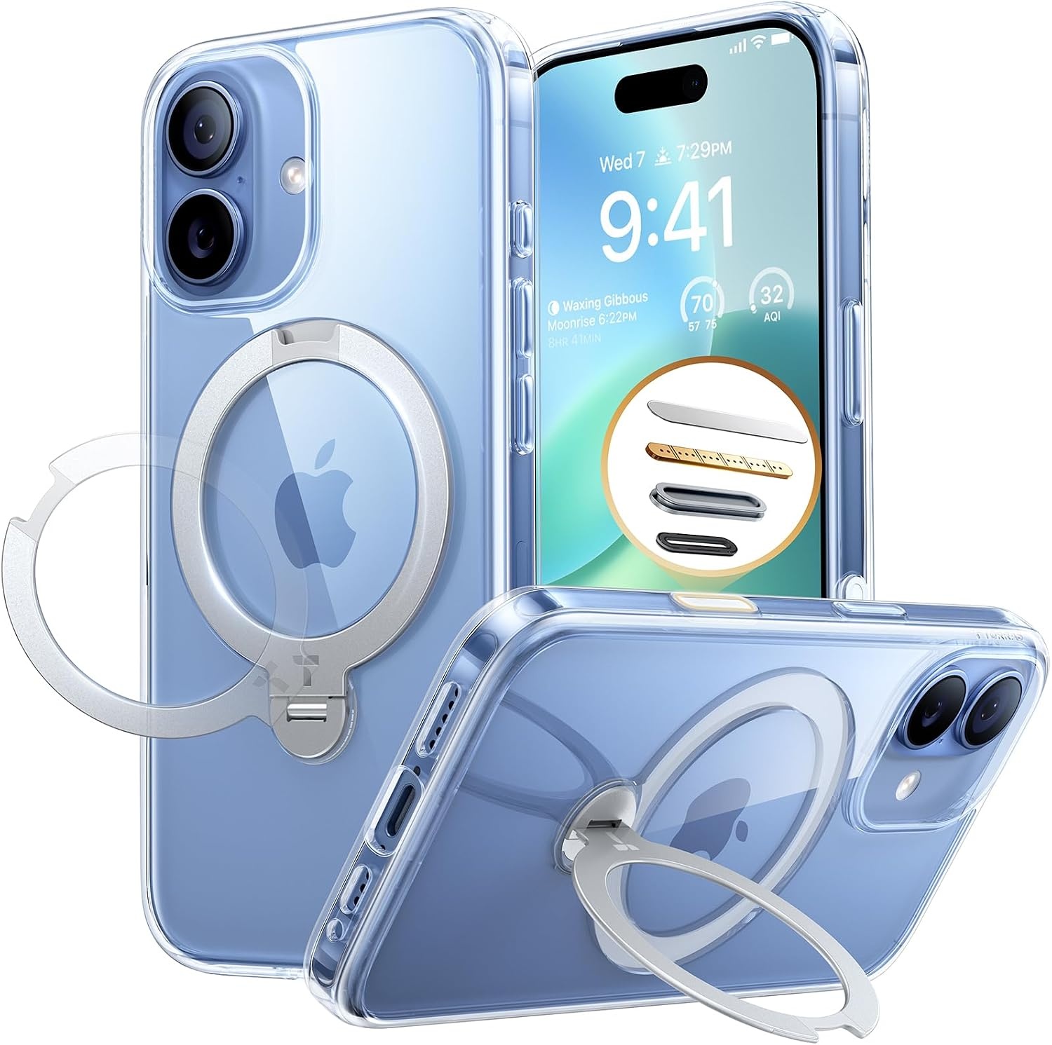 image:imageTORRAS 360 Spin Magnetic Stand for iPhone 16 Pro Max Case Fit for MagSafe Military Grade Protective Case for iPhone 16 Pro Max Phone Case with Kickstand Rotatable Black 69 inchClear
