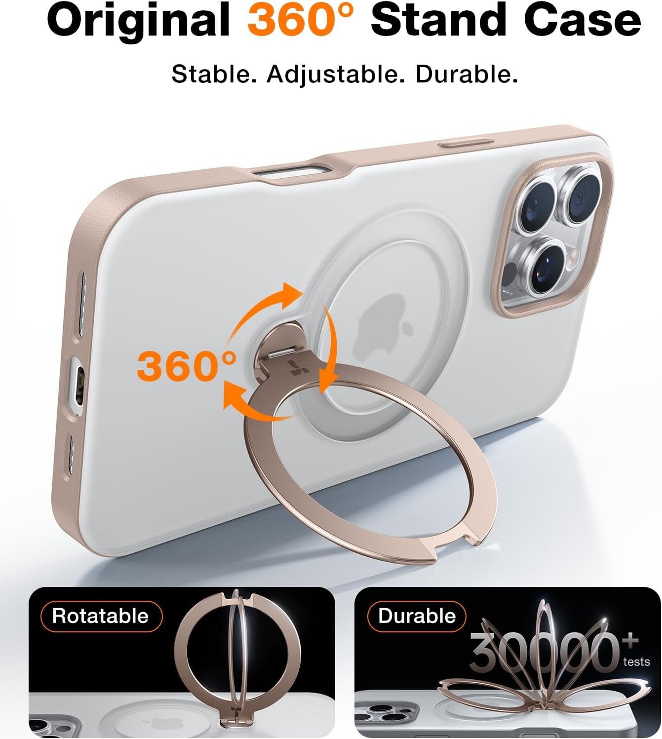 image:imageTORRAS 360 Spin Magnetic Stand for iPhone 16 Pro Max Case Fit for MagSafe Military Grade Protective Ostand Case for 16 Pro Max Phone Case with Stand Rotatable Desert Pink 69 inch