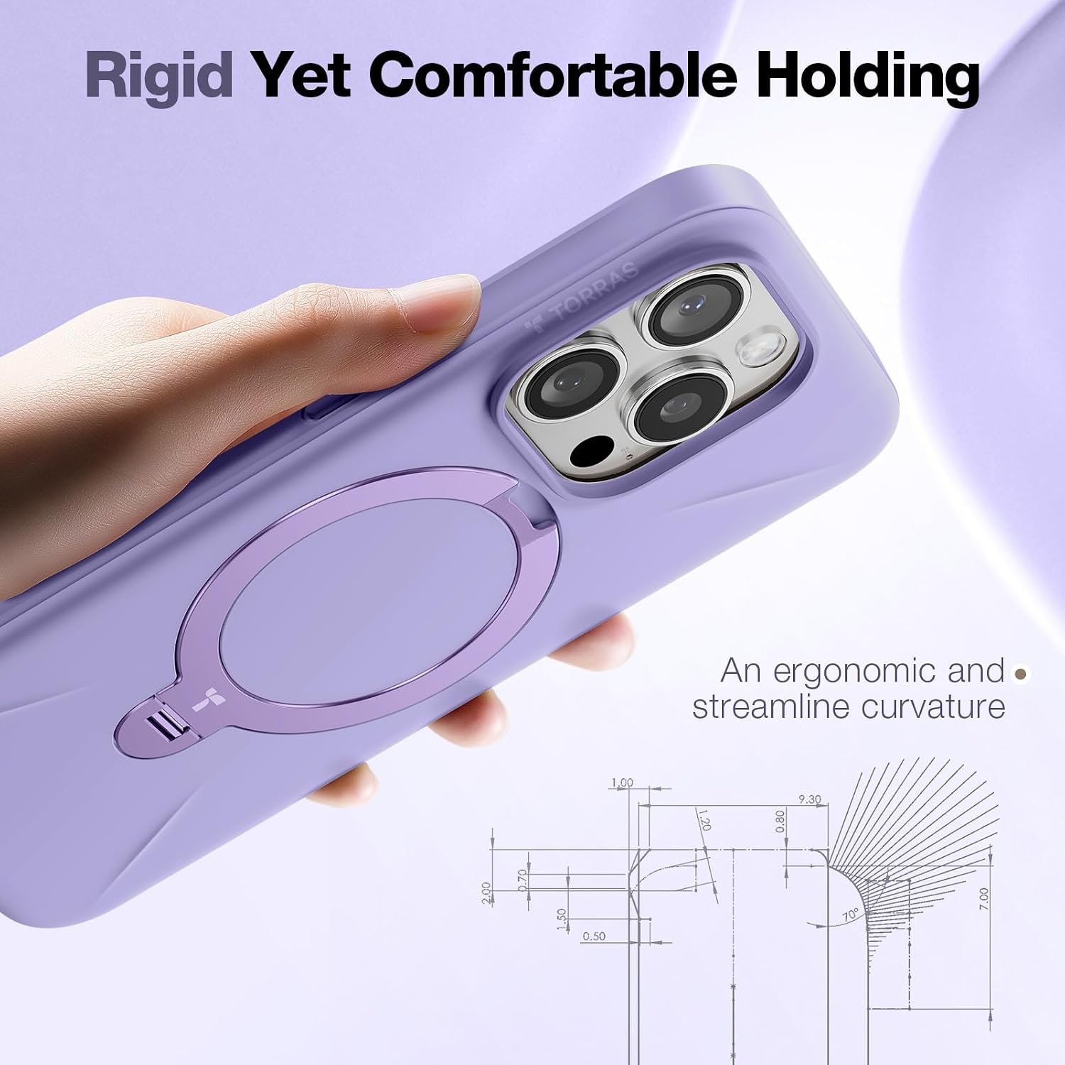 image:imageTORRAS 360 Spin Stand for iPhone 16 Pro Case Fit for Magsafe Hard PC MilSTD Protective ScratchResistant Case for iPhone 16 Pro Phone Case Ostand Spin Violet Purple 63 inch